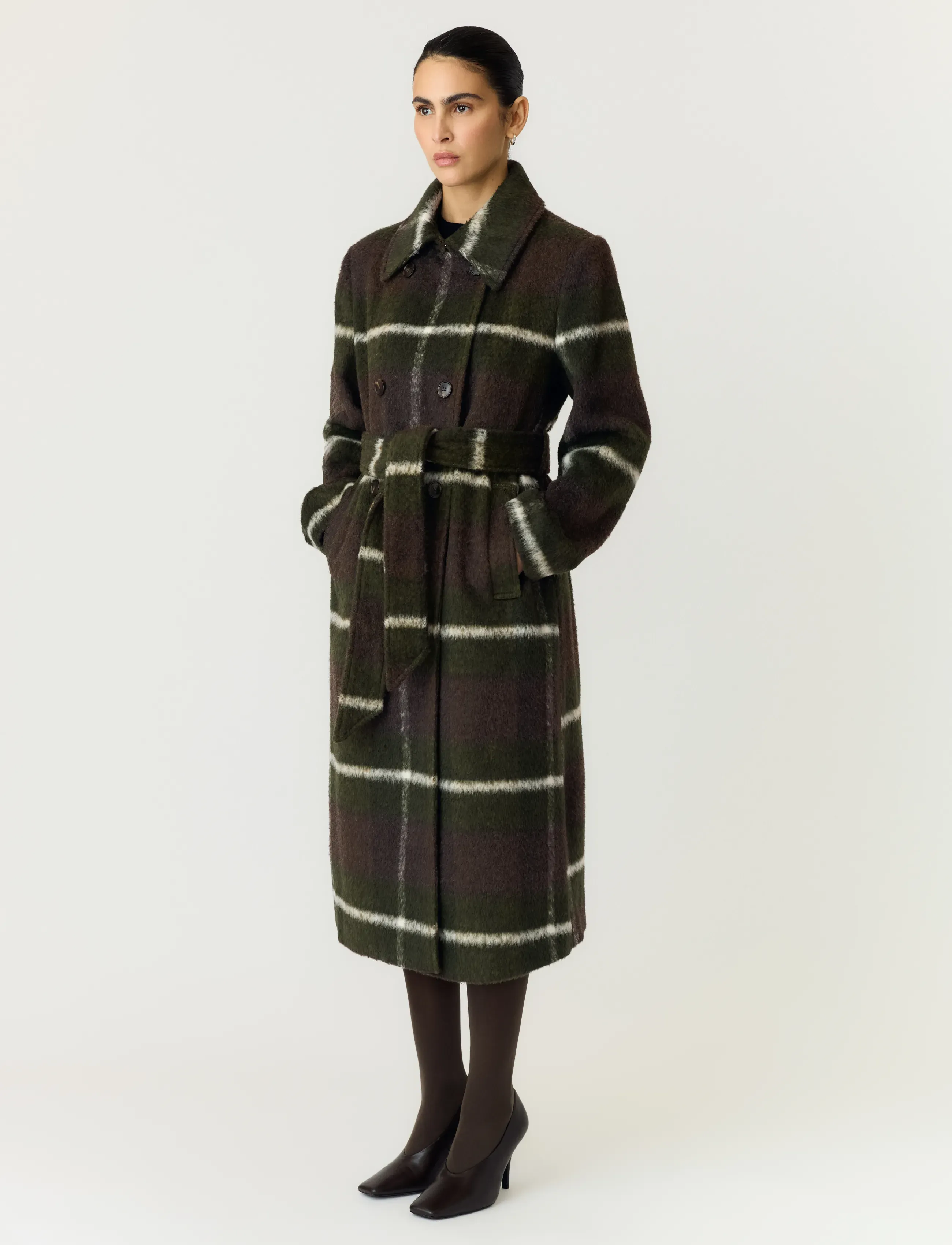 YAS - YASCHECKLY LONG COAT - forest night - 4