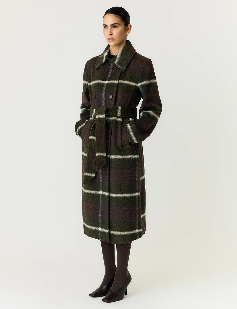 YAS - YASCHECKLY LONG COAT - forest night - 4