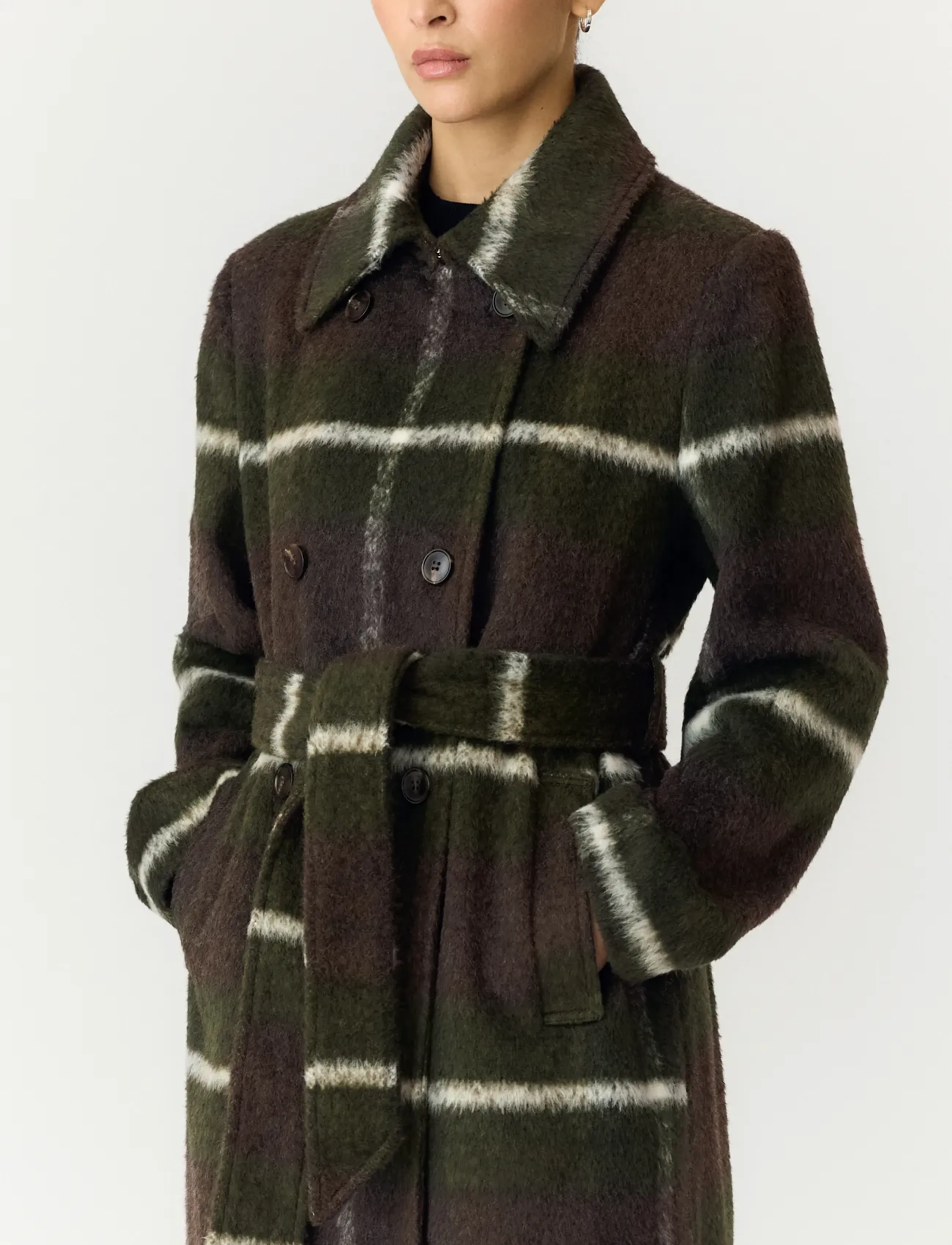 YAS - YASCHECKLY LONG COAT - forest night - 5