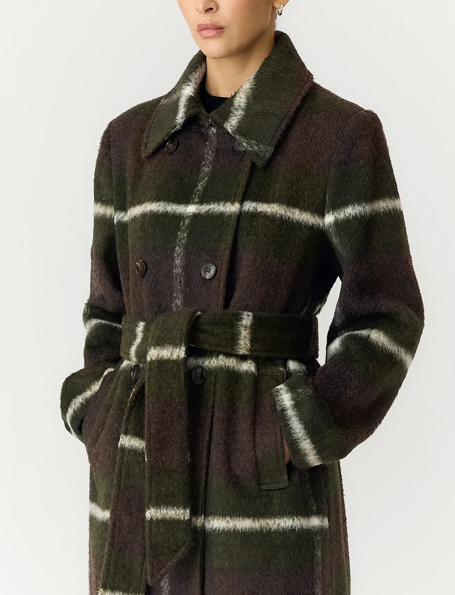 YAS - YASCHECKLY LONG COAT - forest night - 5