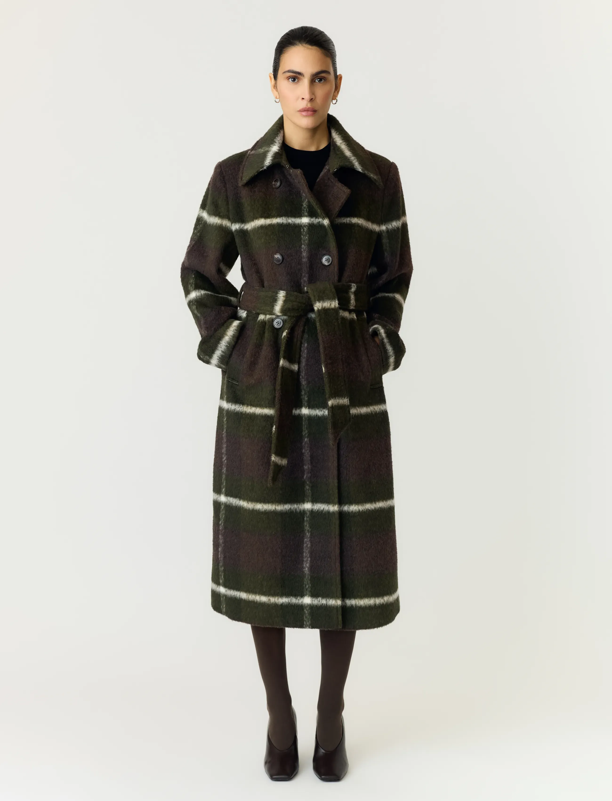 YAS Yascheckly Long Coat kappor & rockar dam – bild 6