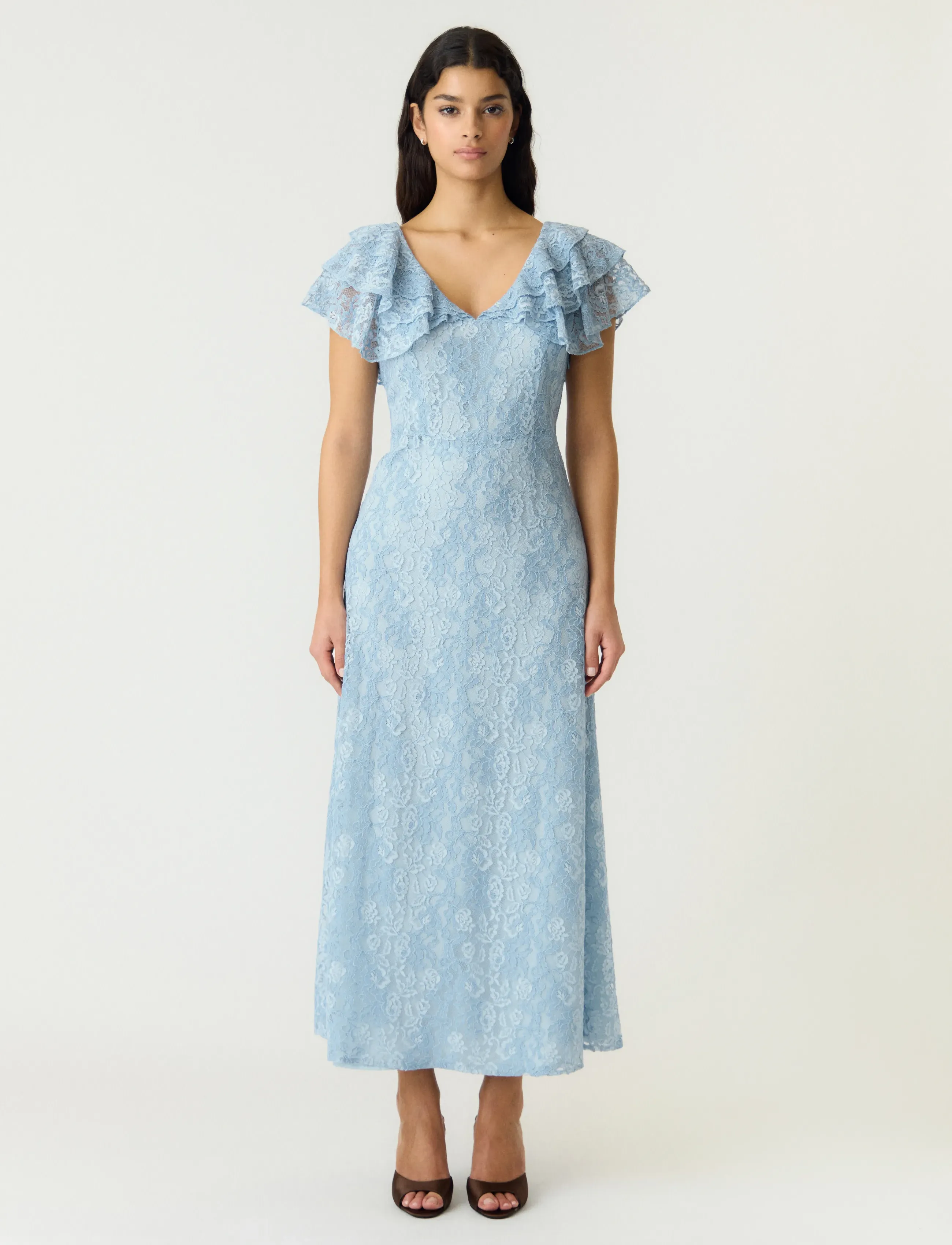 YAS lovisa Ss Ankle Lace Dress D2D, 36, Dresses, Blau - Party Frauen