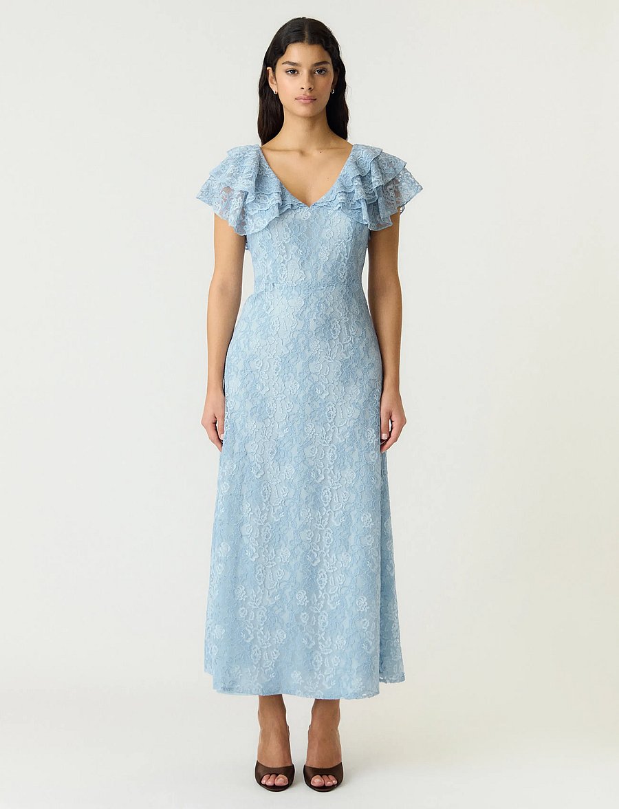 YAS - YASLOVISA SS ANKLE LACE DRESS - D2D - blondekjoler - skyway - 0
