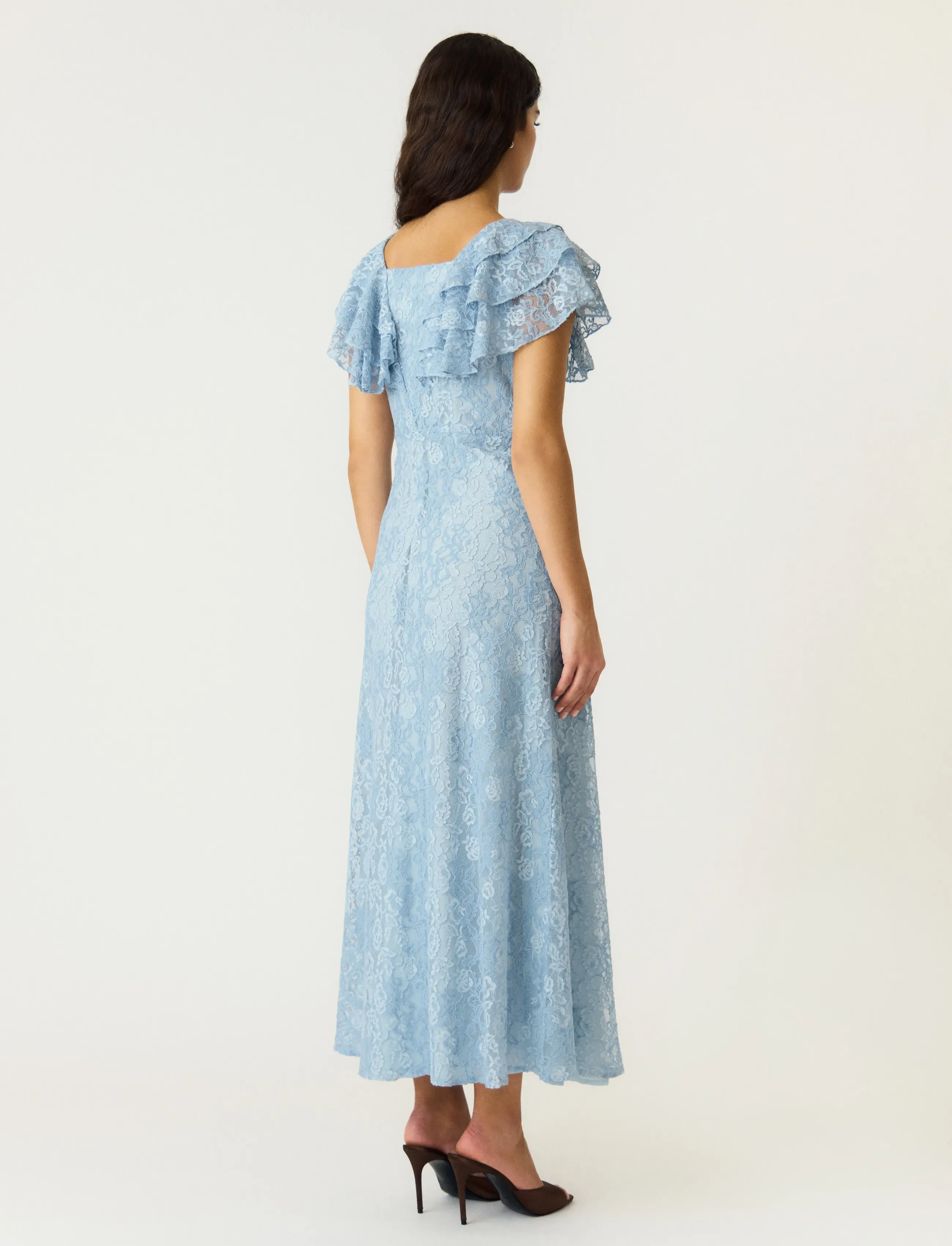 YAS - YASLOVISA SS ANKLE LACE DRESS - D2D - blondekjoler - skyway - 3