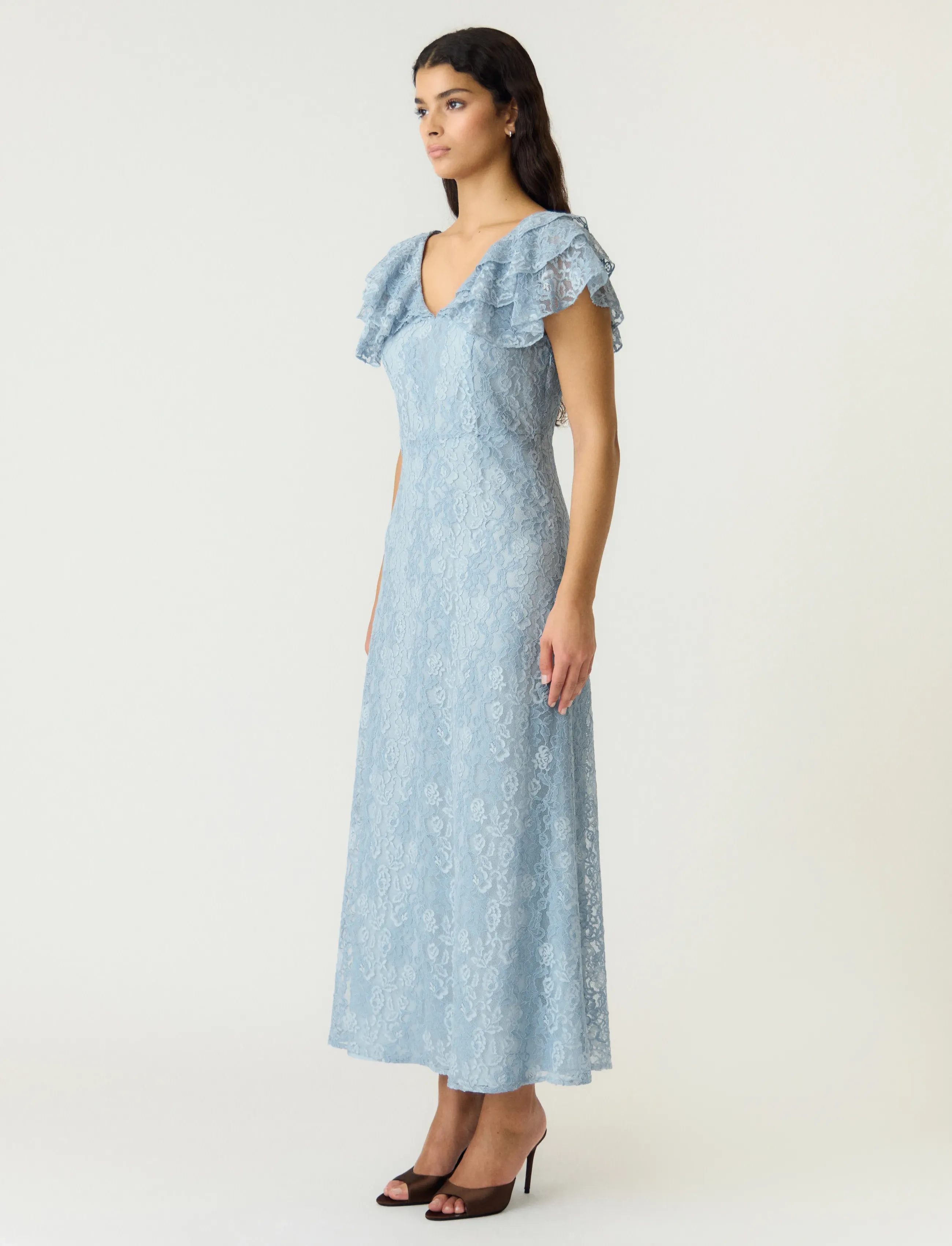 YAS - YASLOVISA SS ANKLE LACE DRESS - D2D - blondekjoler - skyway - 4