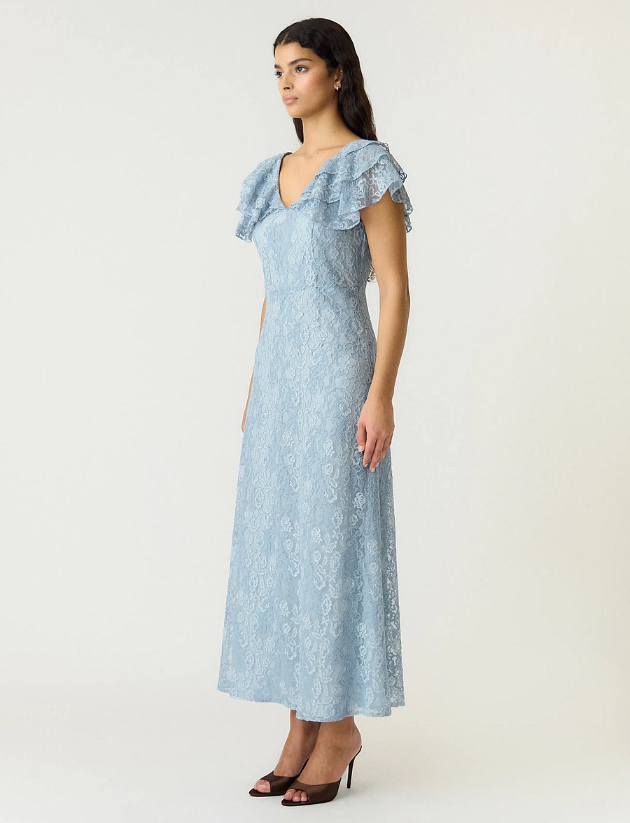 YAS - YASLOVISA SS ANKLE LACE DRESS - D2D - blondekjoler - skyway - 4
