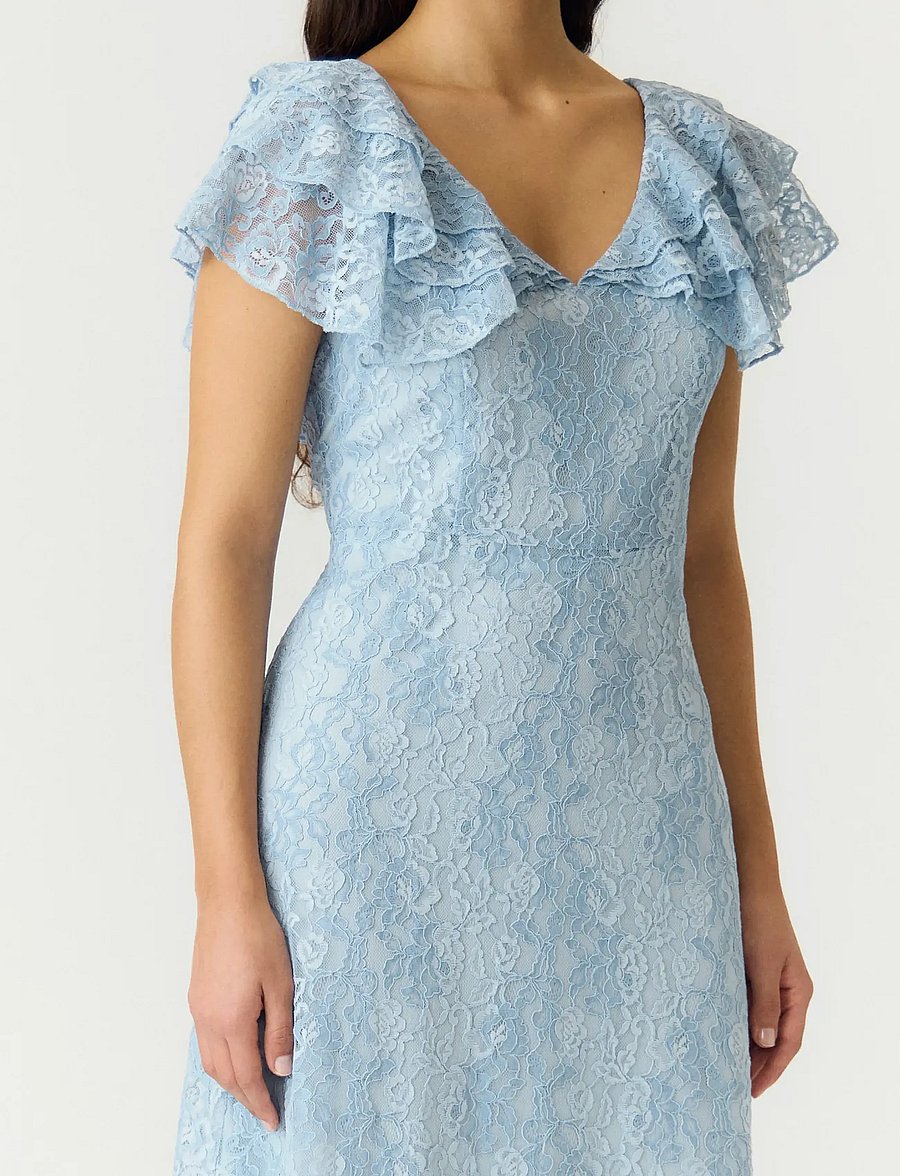 YAS - YASLOVISA SS ANKLE LACE DRESS - D2D - blondekjoler - skyway - 5