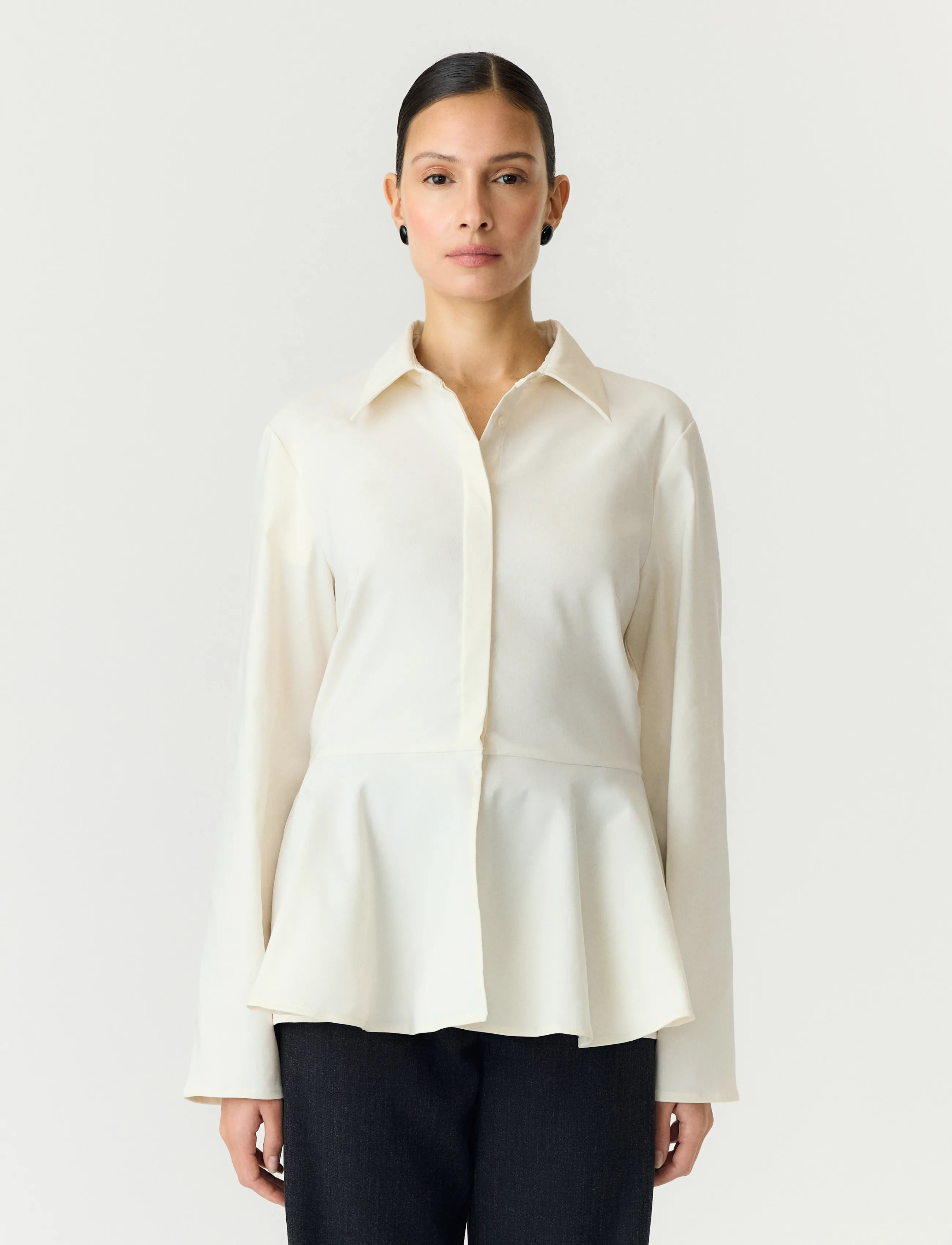 YAS pepa Ls Shirt S., Kvinder, Peplum Skjorte, Cream, Str: 38