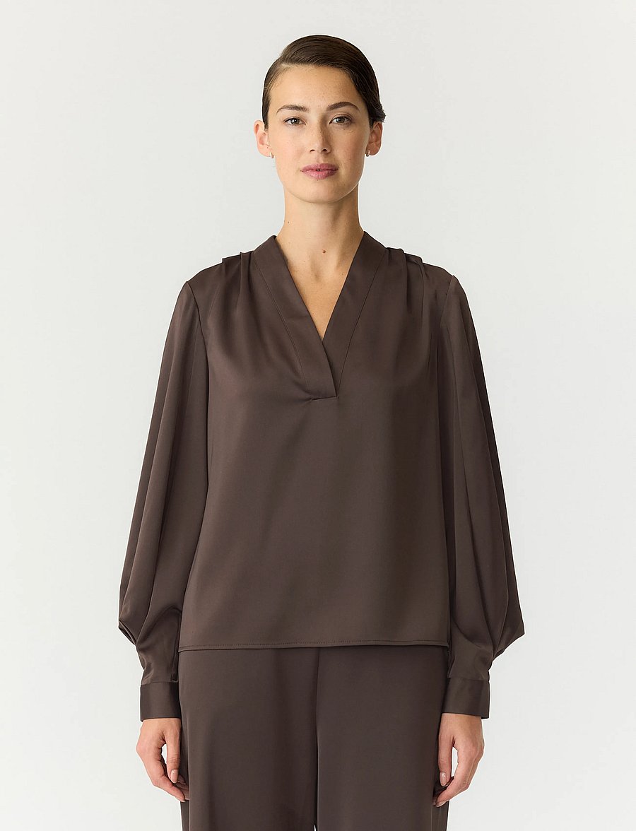 YAS - YASPELLA LS TOP S. - langärmelige blusen - chocolate brown - 0