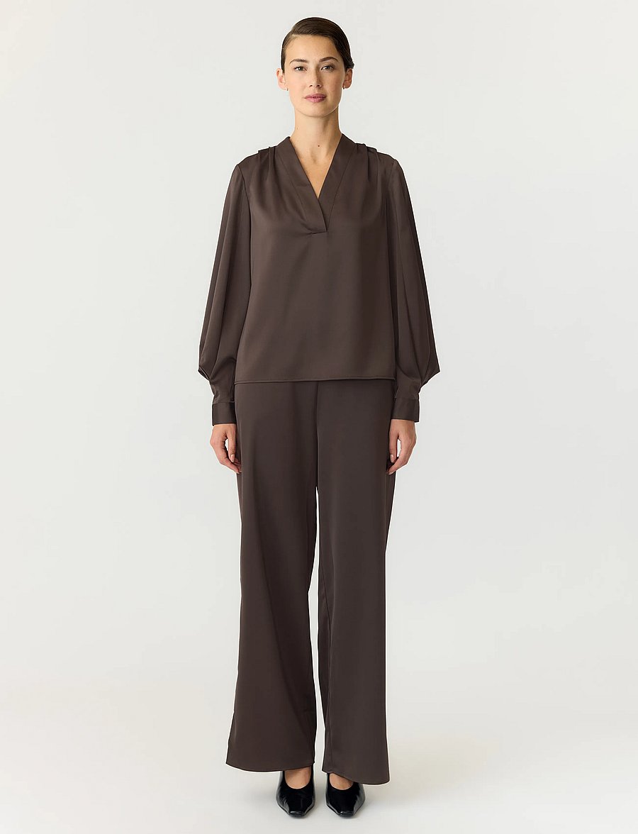 YAS - YASPELLA LS TOP S. - langärmelige blusen - chocolate brown - 4