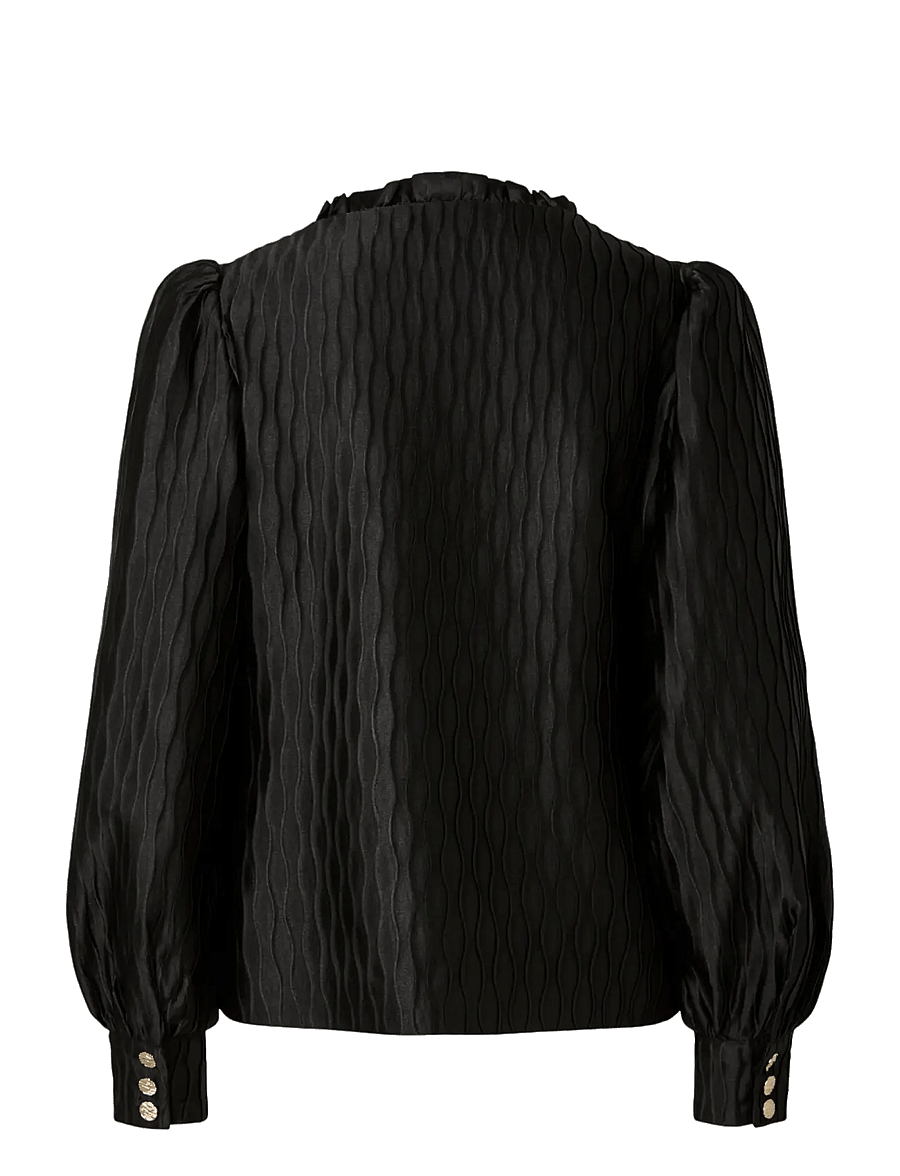 YAS - YASRIPPLE LS V-NECK SHIRT S. NOOS - langärmlige hemden - black - 2
