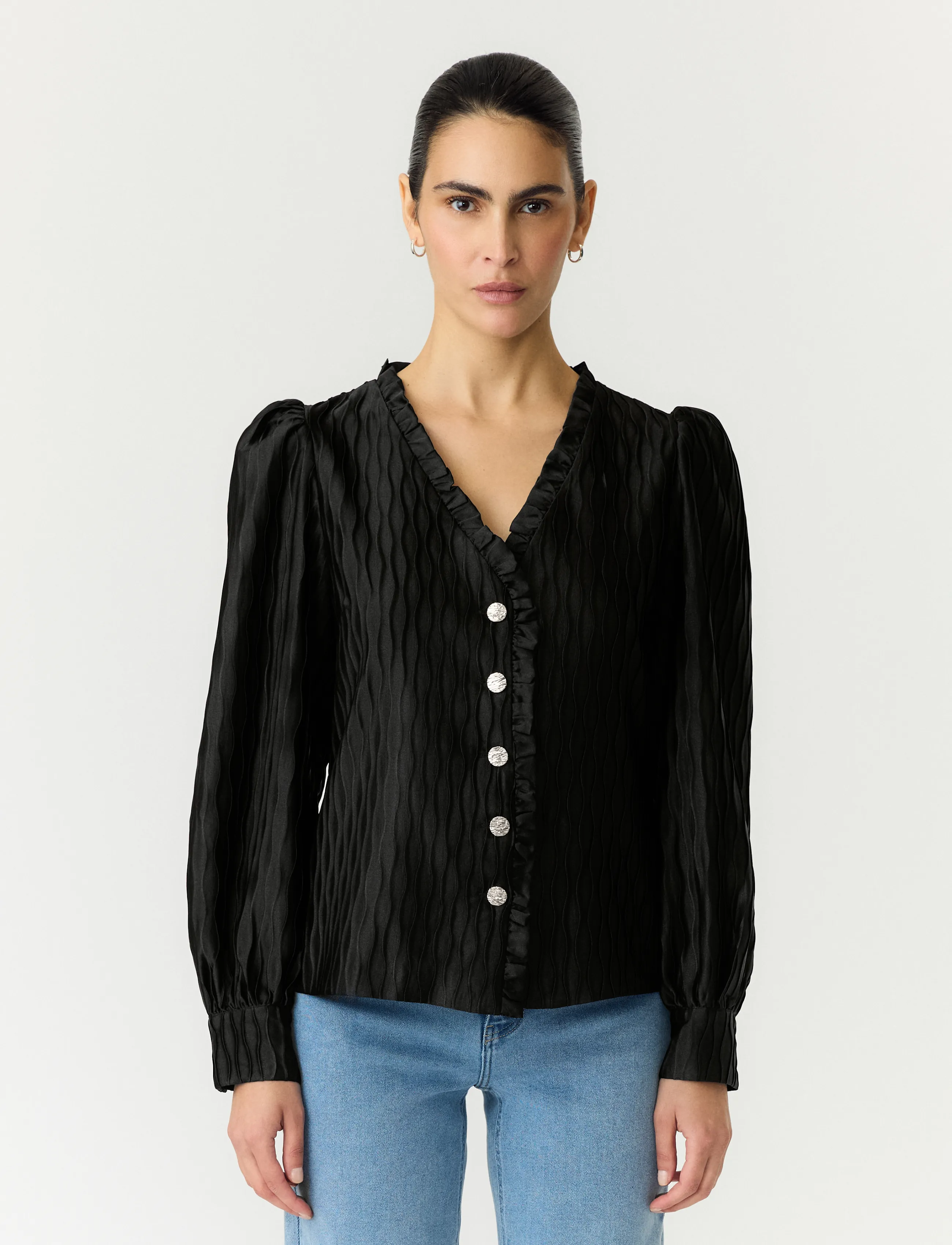 Yasripple Ls V-Neck Shirt S. Noos