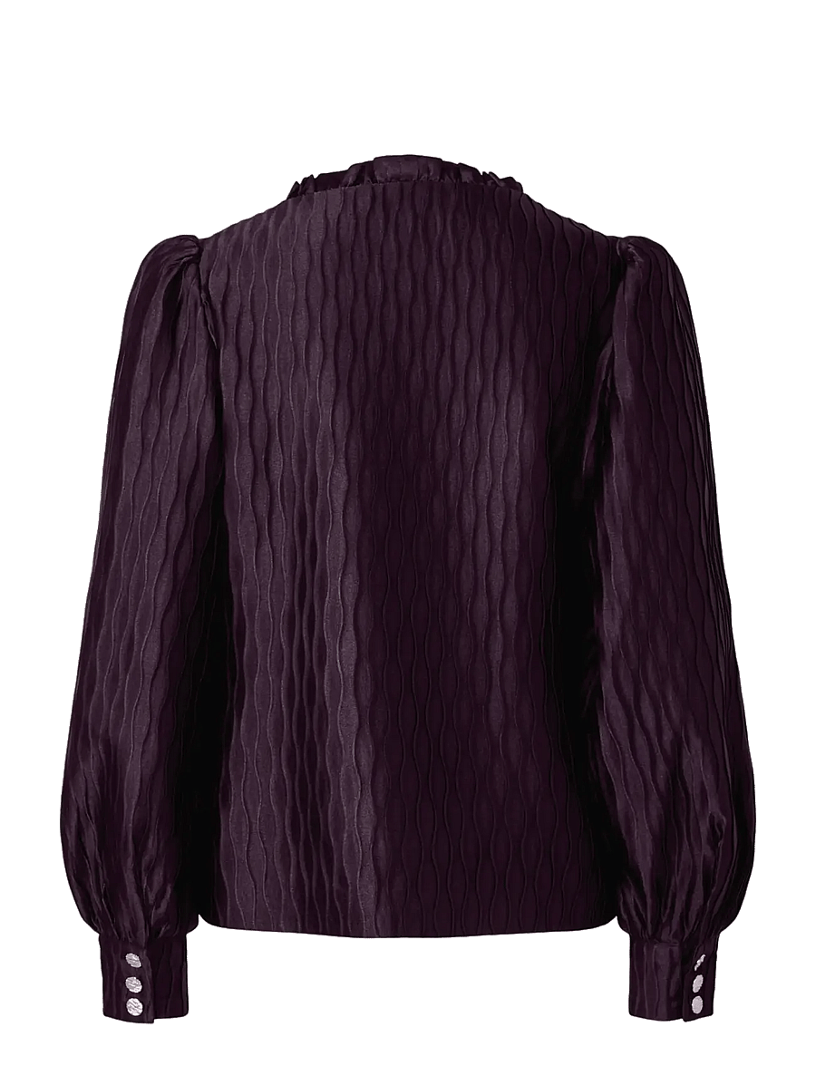 YAS - YASRIPPLE LS V-NECK SHIRT S. NOOS - langärmlige hemden - plum perfect - 1