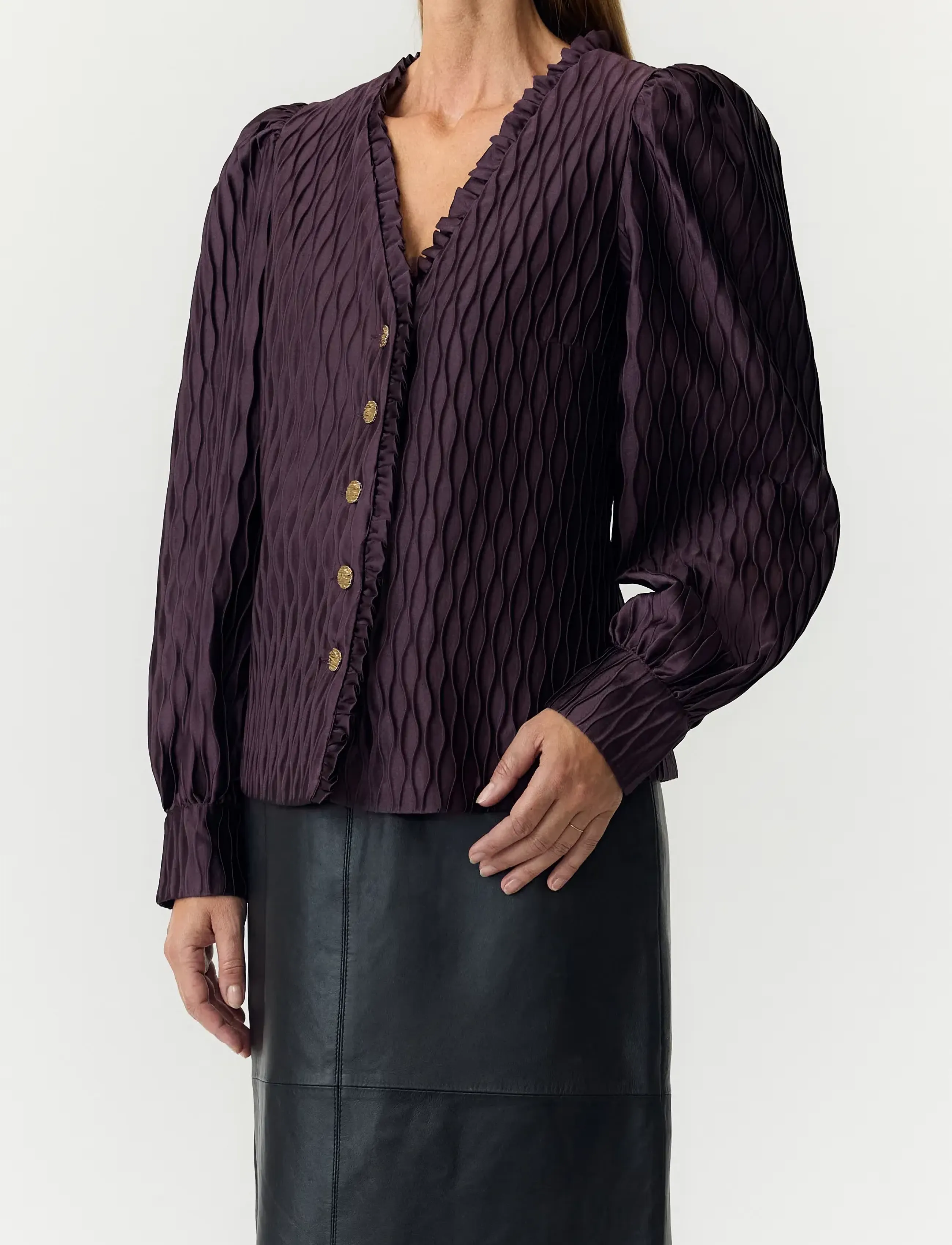 YAS - YASRIPPLE LS V-NECK SHIRT S. NOOS - langärmlige hemden - plum perfect - 5