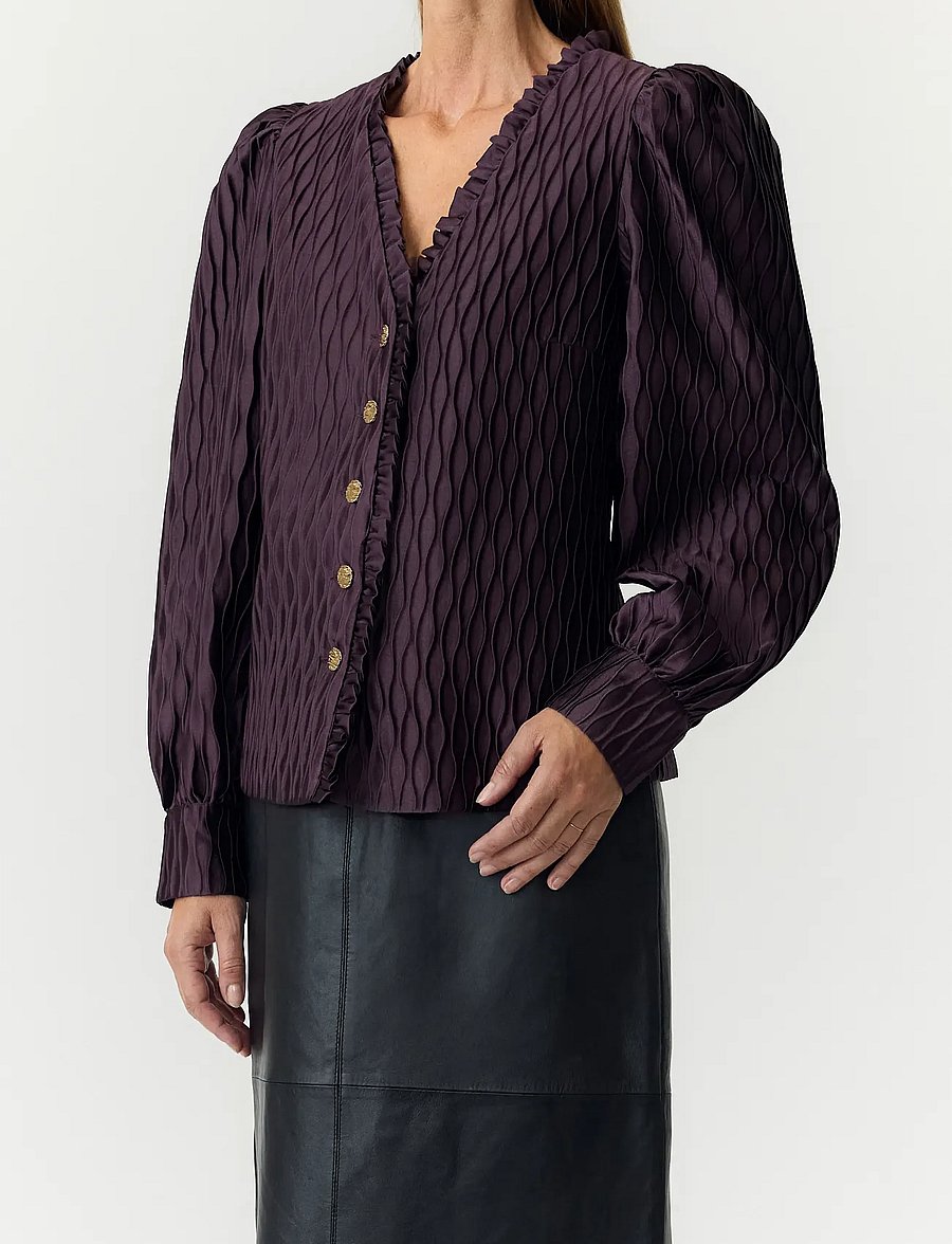 YAS - YASRIPPLE LS V-NECK SHIRT S. NOOS - langärmlige hemden - plum perfect - 5