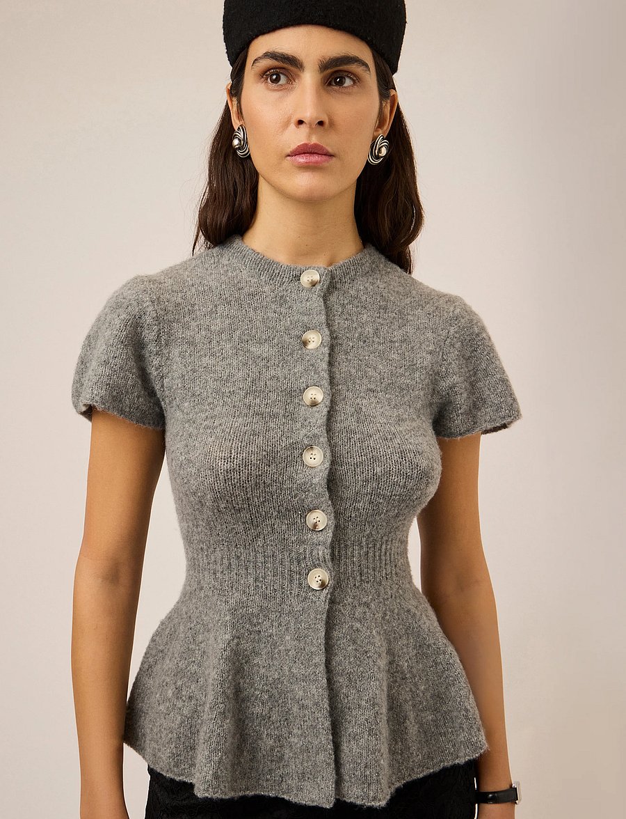 YAS - YASENYA SS KNIT CARDIGAN S. - koftor - medium grey melange - 0
