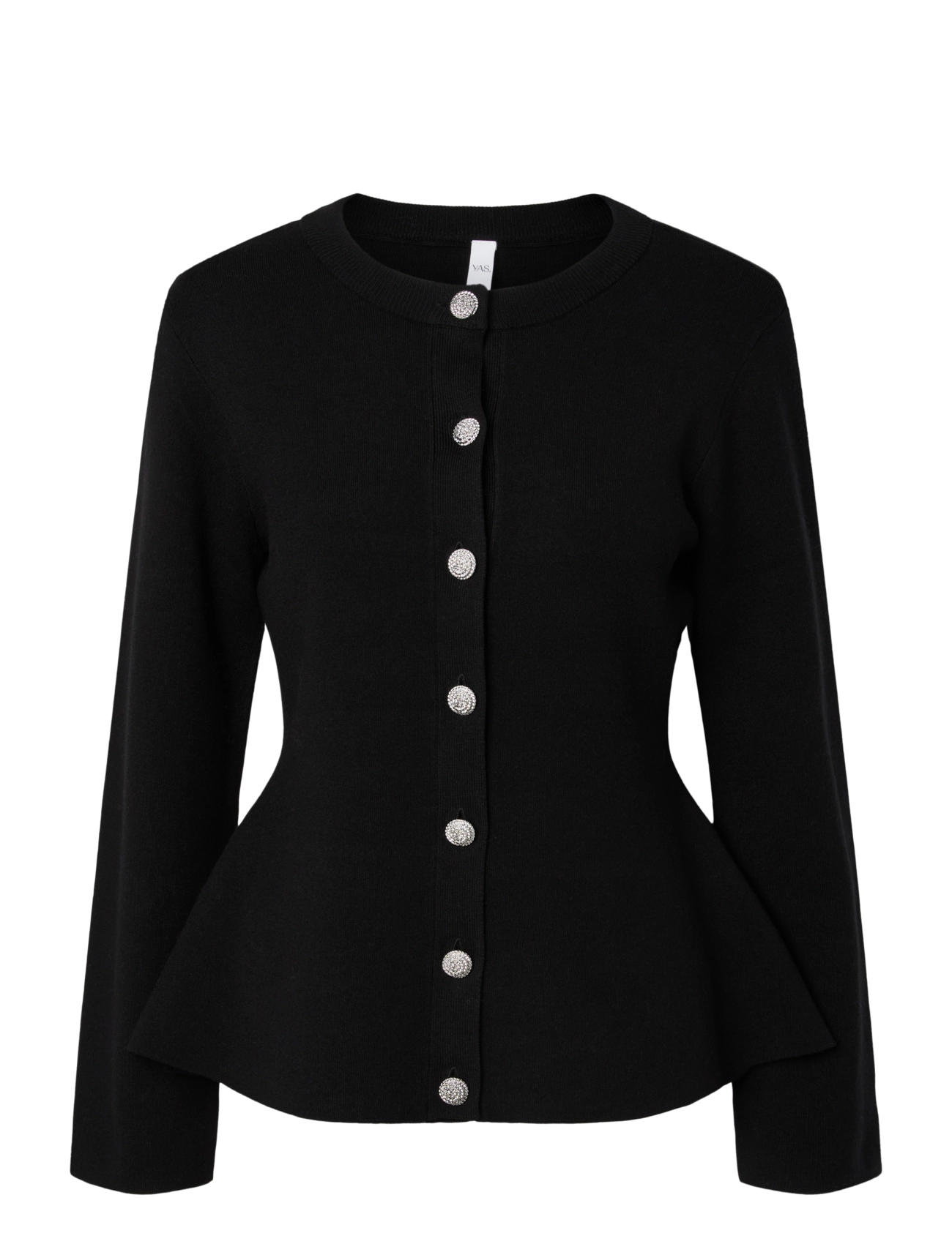 YAS YASPIMI LS PEPLUM KNIT CARDIGAN S. - Clothing - BLACK / black