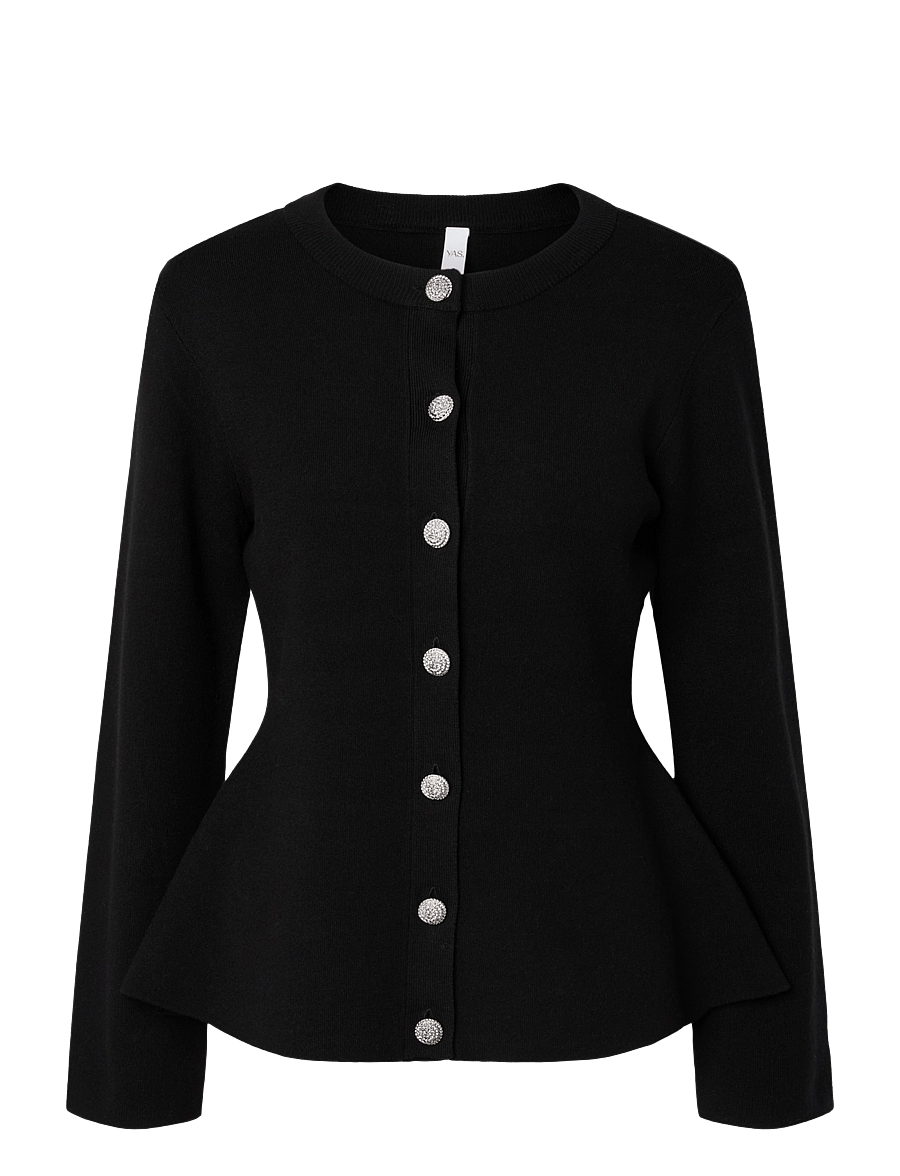 YAS - YASPIMI LS PEPLUM KNIT CARDIGAN S. - koftor - black - 0