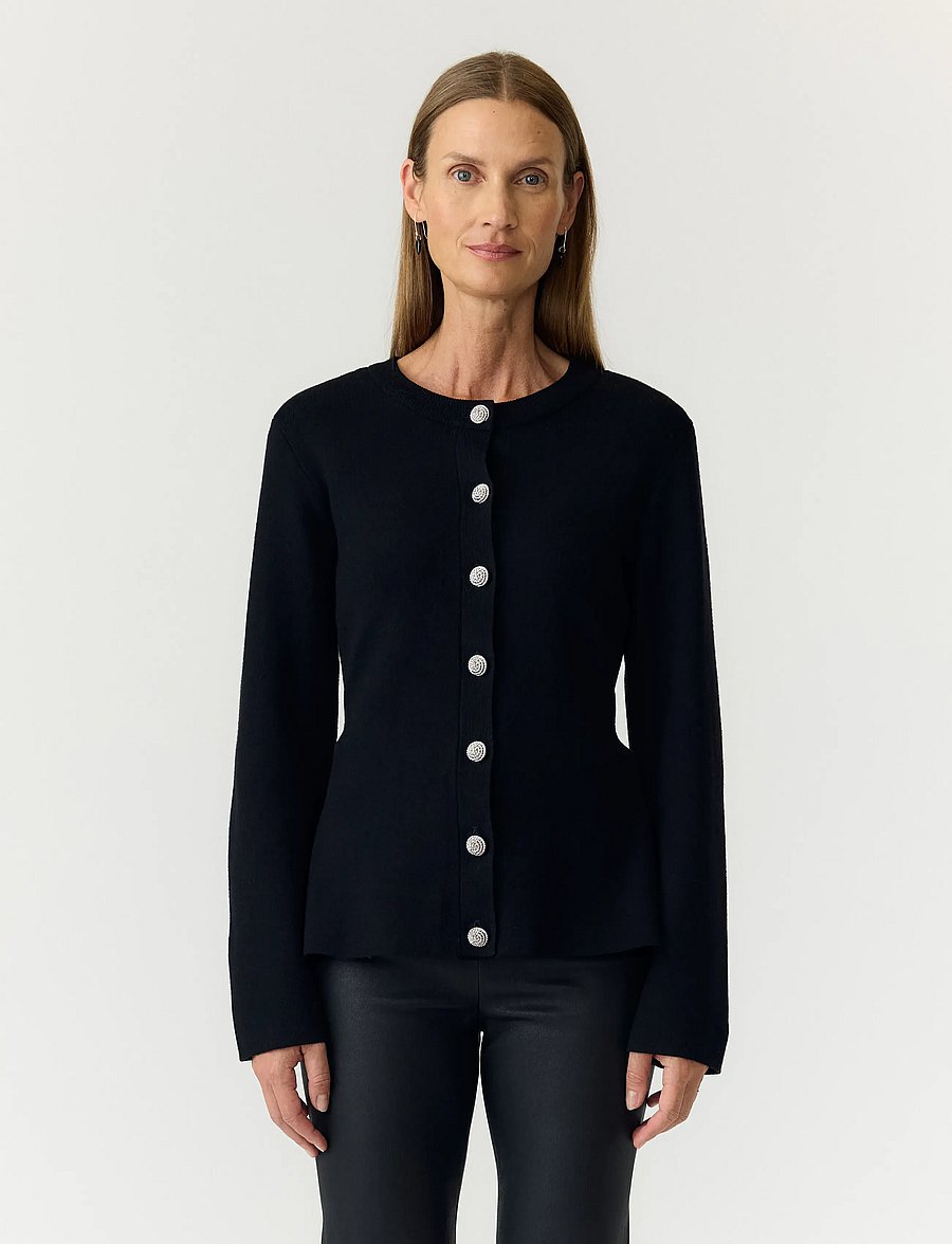 YAS - YASPIMI LS PEPLUM KNIT CARDIGAN S. - strickjacken - black - 0