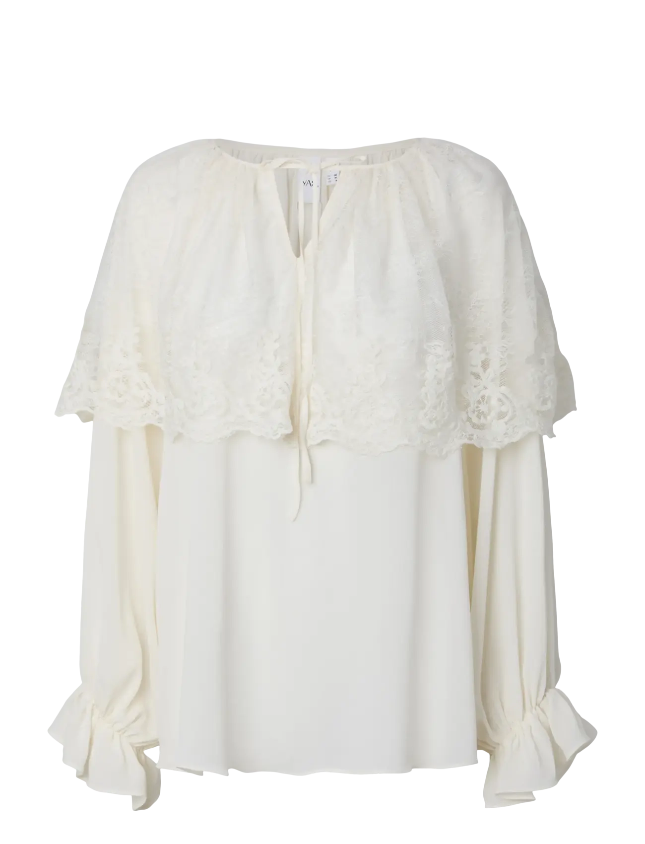 YAS YASESTHER LS LACE CAPE TOP - EX - Bluser - PRISTINE / white