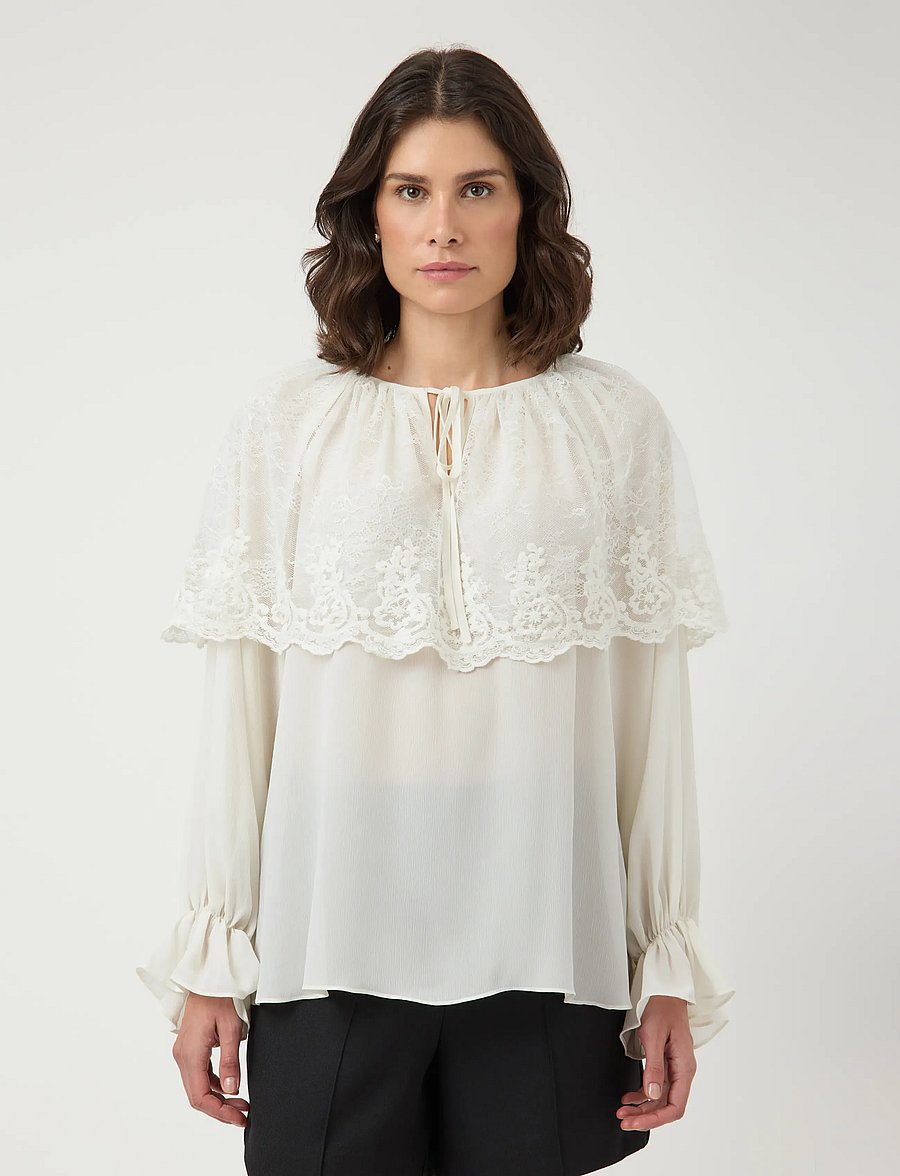 YAS - YASESTHER LS LACE CAPE TOP - EX - langærmede bluser - pristine - 0