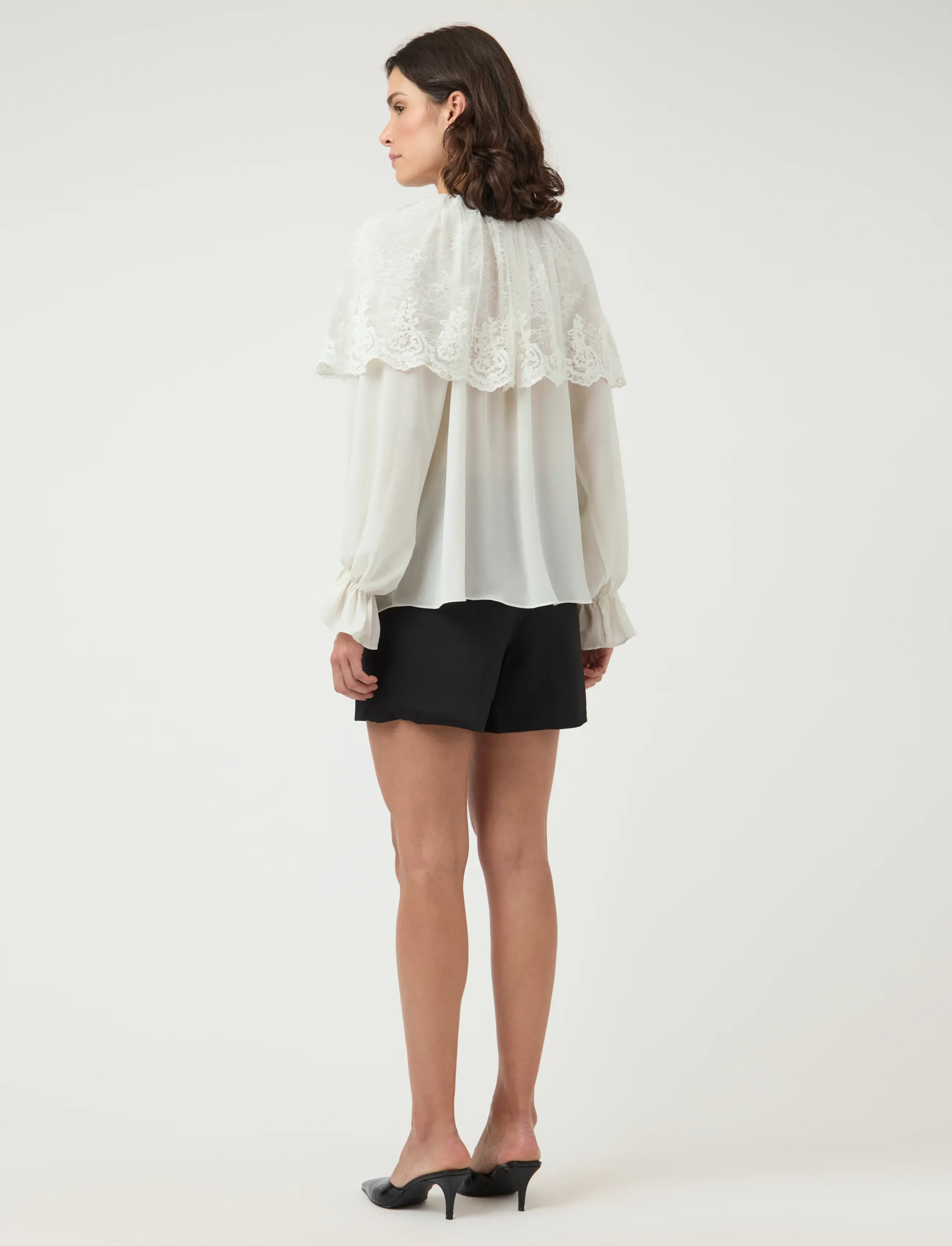 YAS - YASESTHER LS LACE CAPE TOP - EX - långärmade blusar - pristine - 3