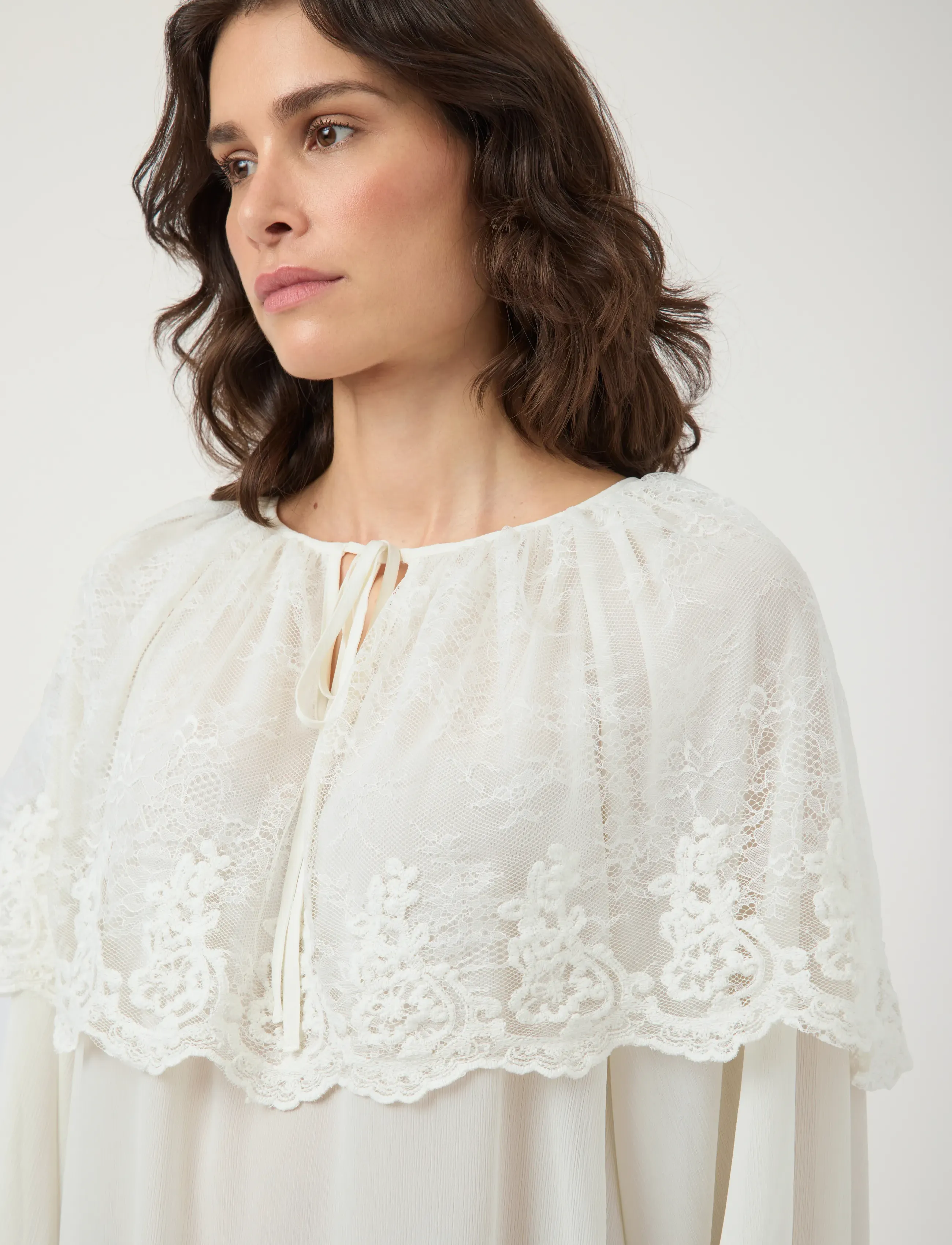 YAS - YASESTHER LS LACE CAPE TOP - EX - långärmade blusar - pristine - 5