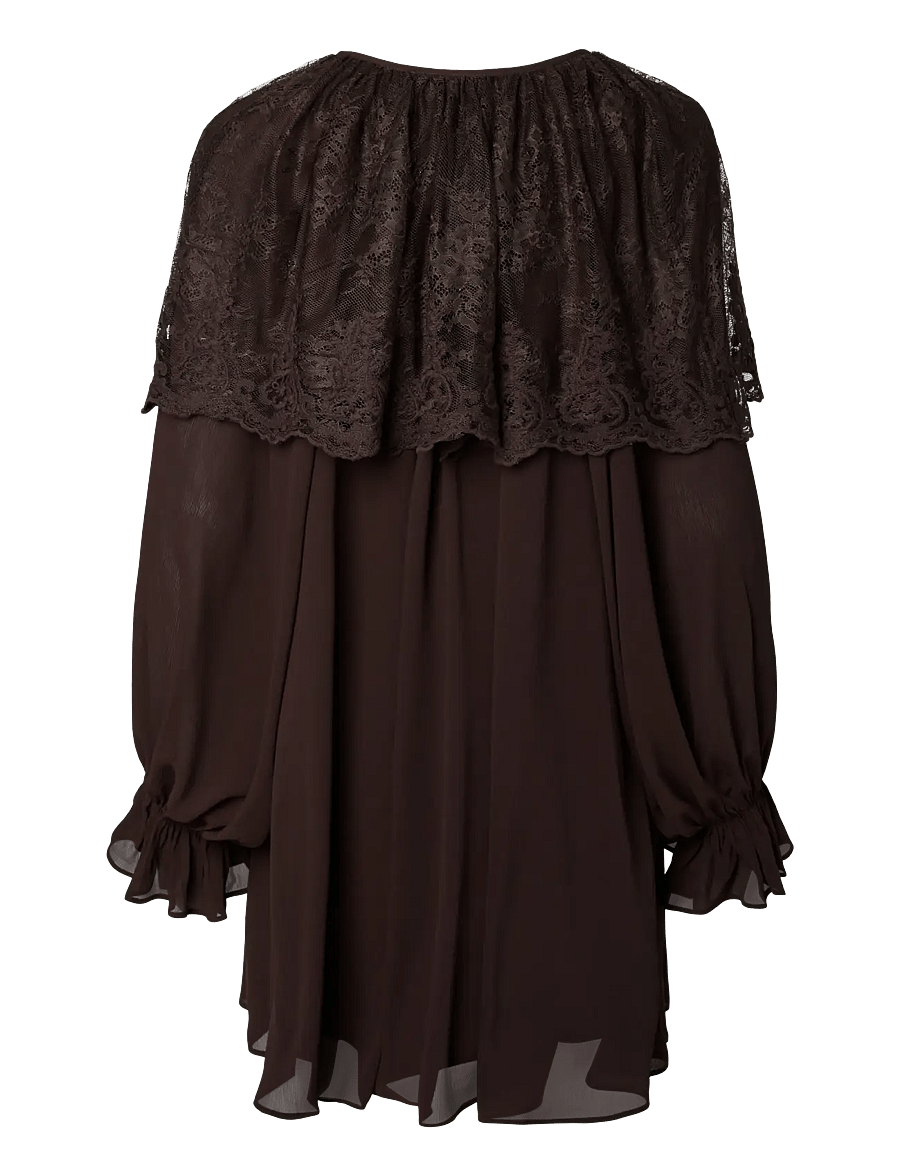 YAS - YASESTHER LS LACE CAPE DRESS - EX - sommerkleider - coffee bean - 1