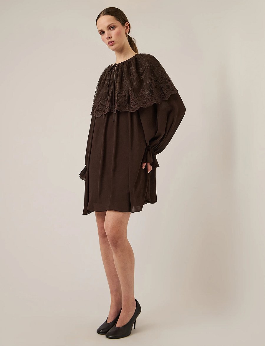 YAS - YASESTHER LS LACE CAPE DRESS - EX - sommerkleider - coffee bean - 3