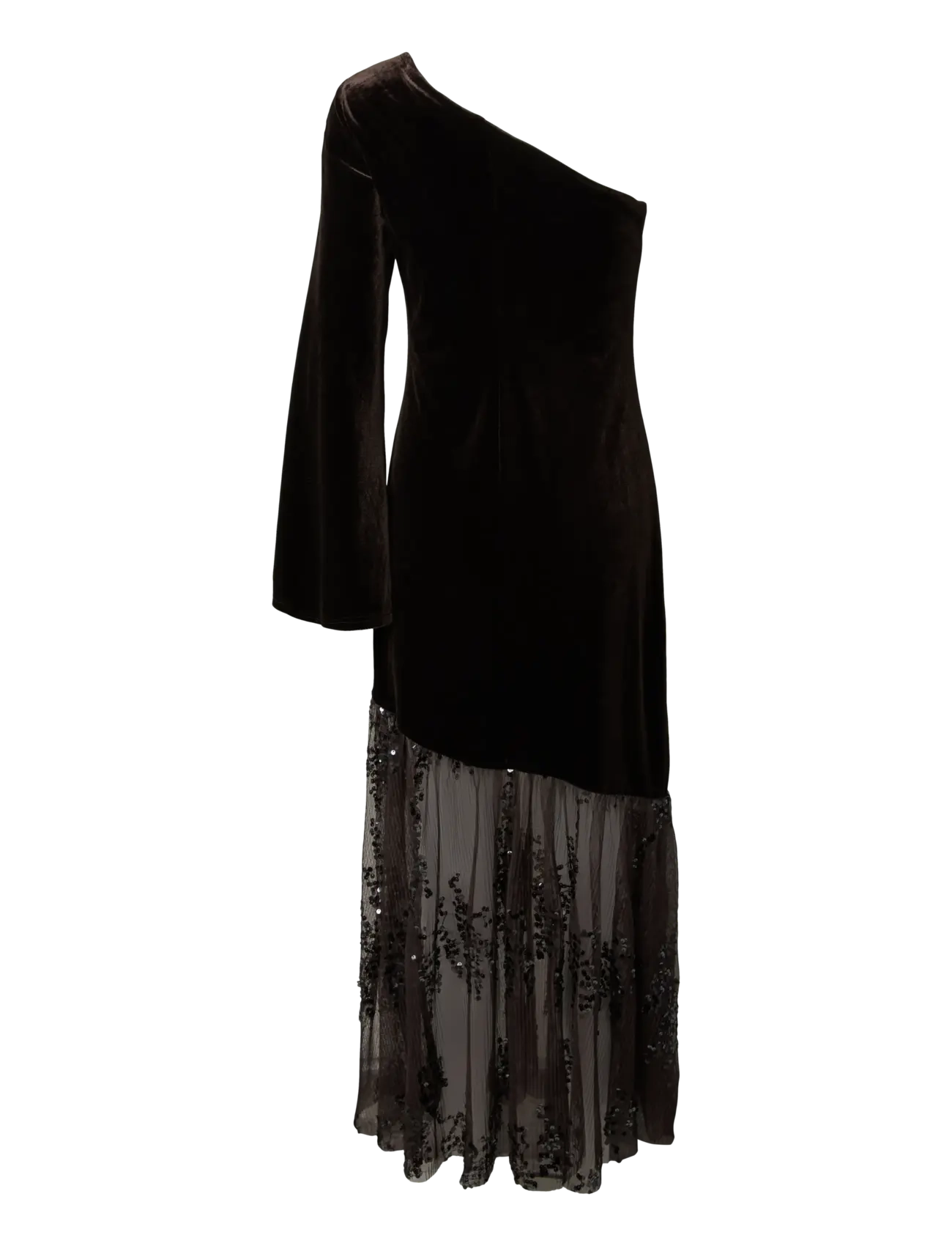 YAS - YASTERA OS LONG VELVET DRESS - sequin dresses - coffee bean - 2