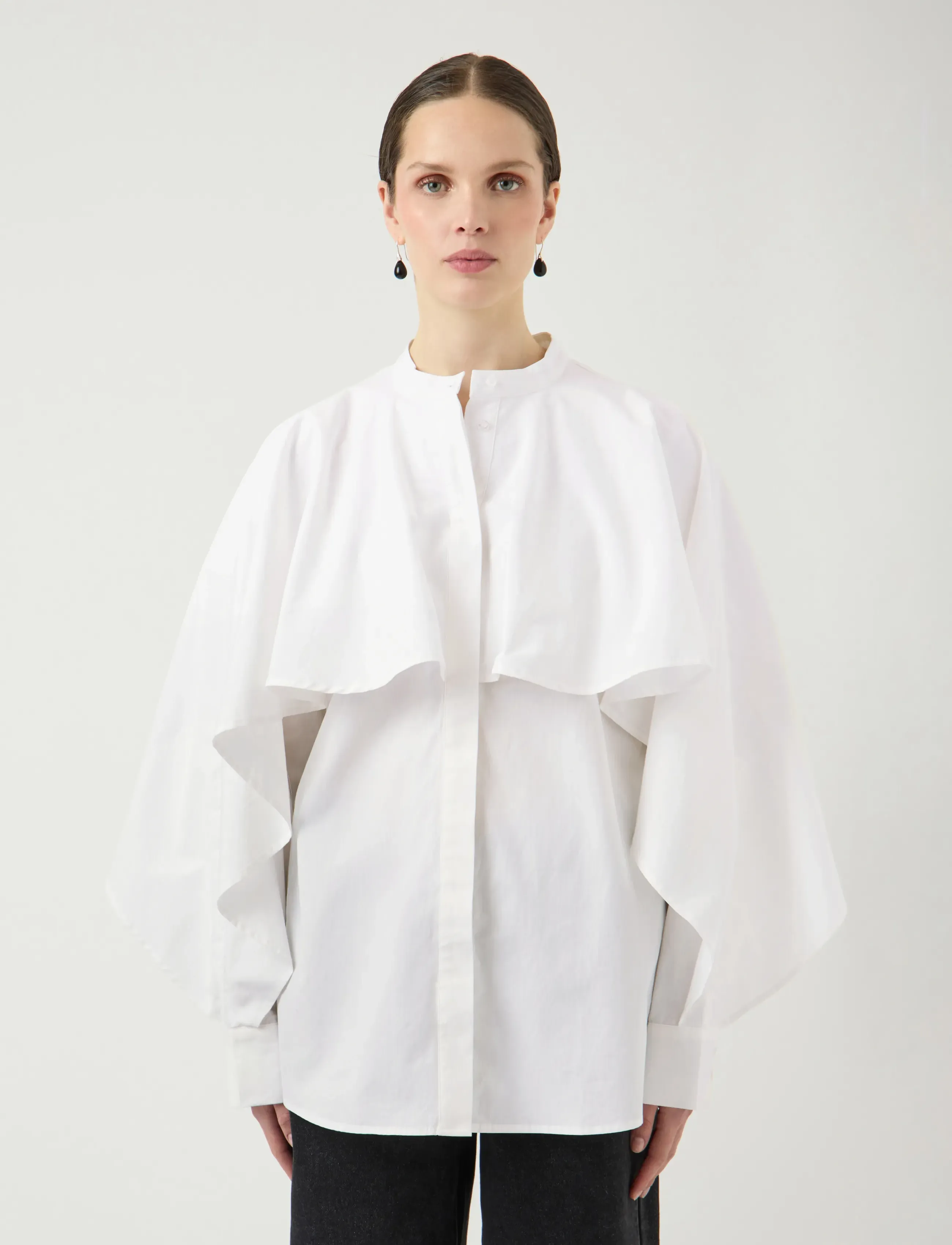 YAS lau Ls Cape Shirt Ex, Kvinder, Langærmet Cape Skjorte, Hvid, Str: 40