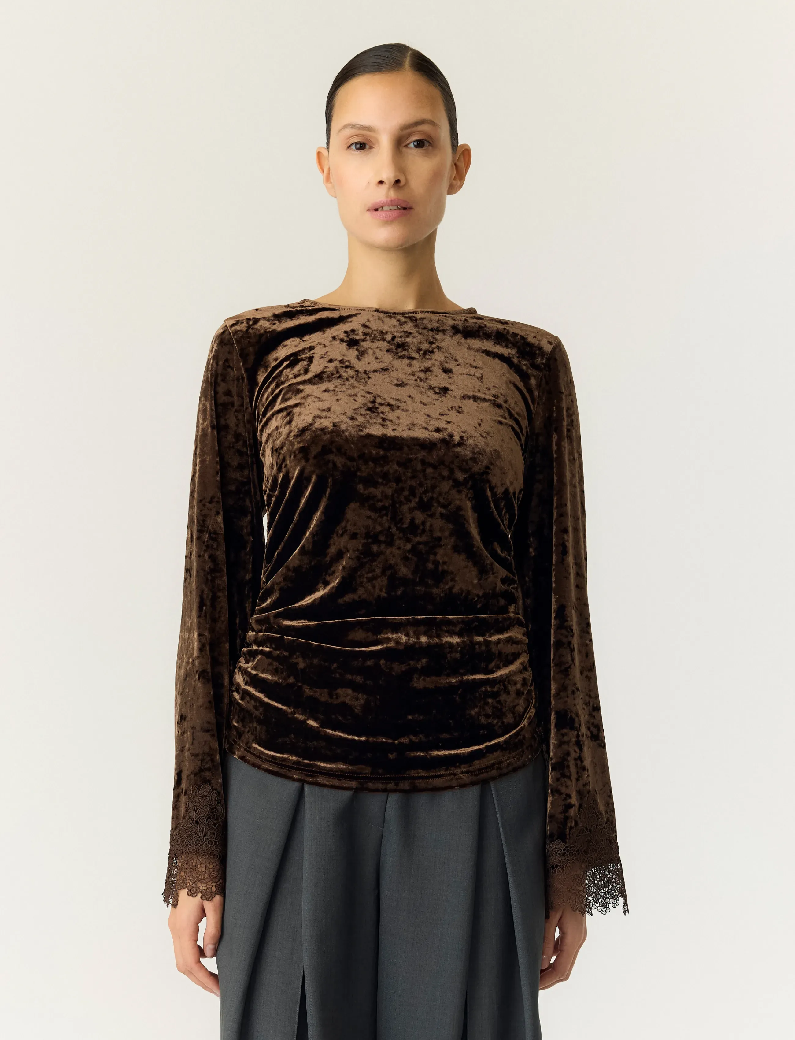 YAS YASVELLIA LS TOP S. - SHOW - Langärmlige Hemden - COFFEE BEAN / brown