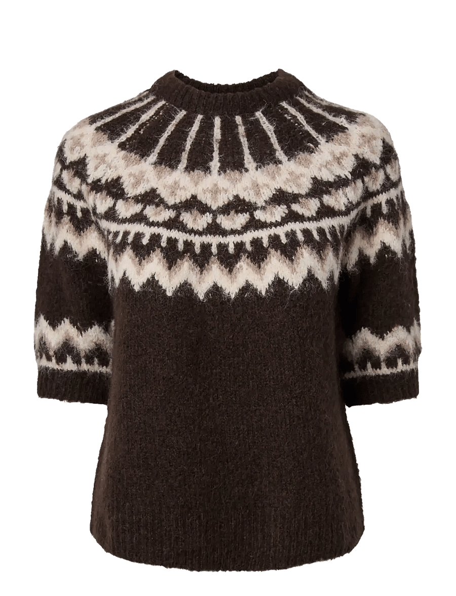 YAS - YASDOMINA SS WOOL BLEND KNIT PULLOVER S. - carafe - 1