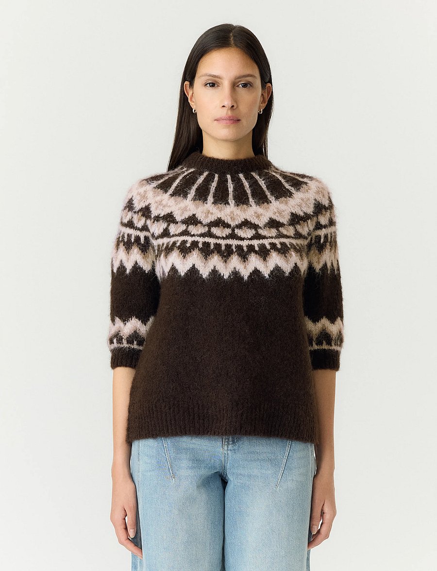 YAS - YASDOMINA SS WOOL BLEND KNIT PULLOVER S. - carafe - 0