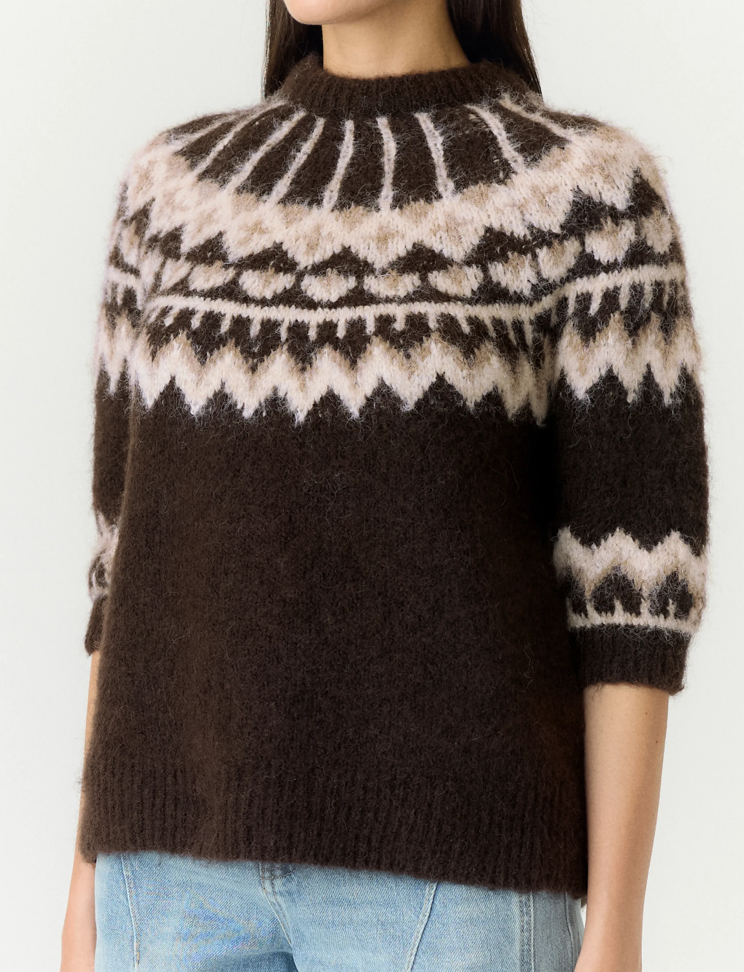 YAS YASDOMINA SS WOOL BLEND KNIT PULLOVER S. - Geburtstag - CARAFE / brown