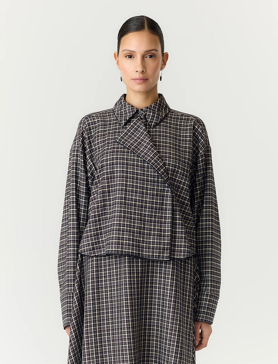 YAS - YASTULVA LS SHORT SHIRT S. - långärmade skjortor - black - 0