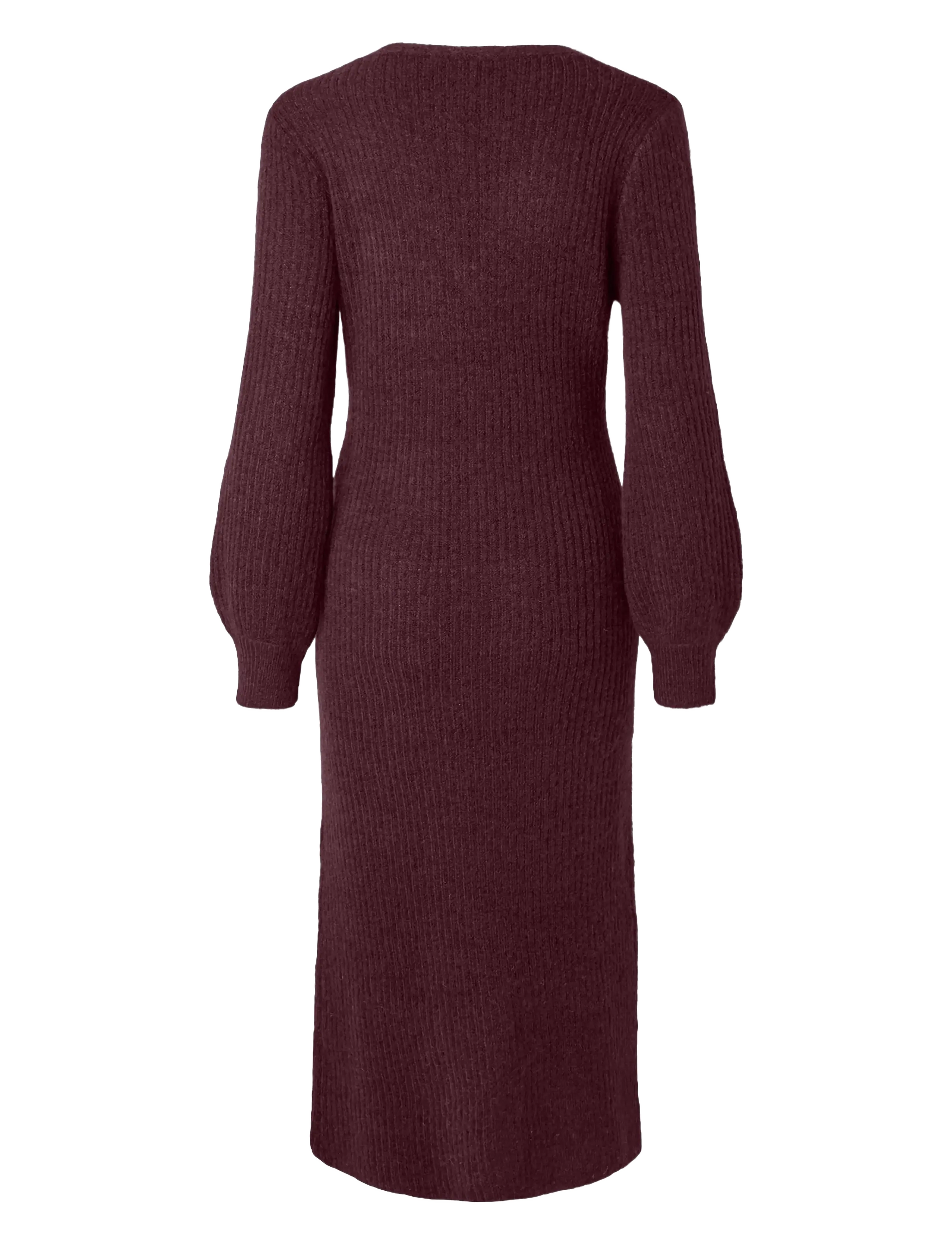 YAS - YASDOLLY LS LONG V-NECK KNIT DRESS S. - port royale - 1