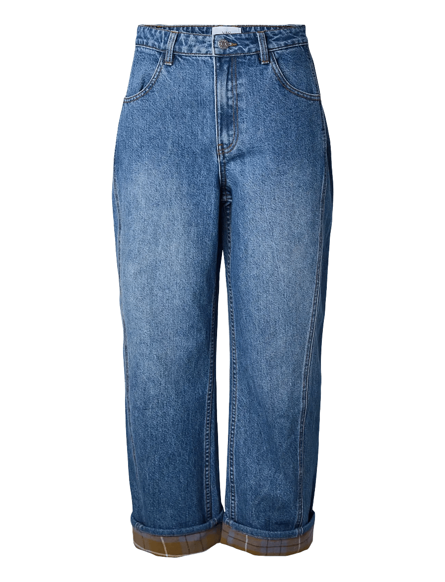 YAS - YASLUA HW FOLD UP BARREL JEANS S. - D2D - medium blue denim - 1