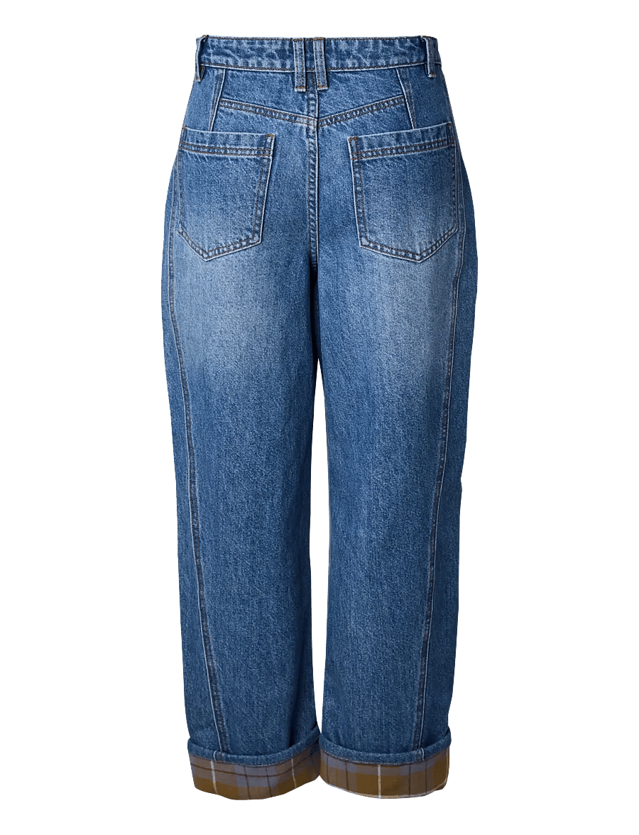 YAS - YASLUA HW FOLD UP BARREL JEANS S. - D2D - medium blue denim - 2
