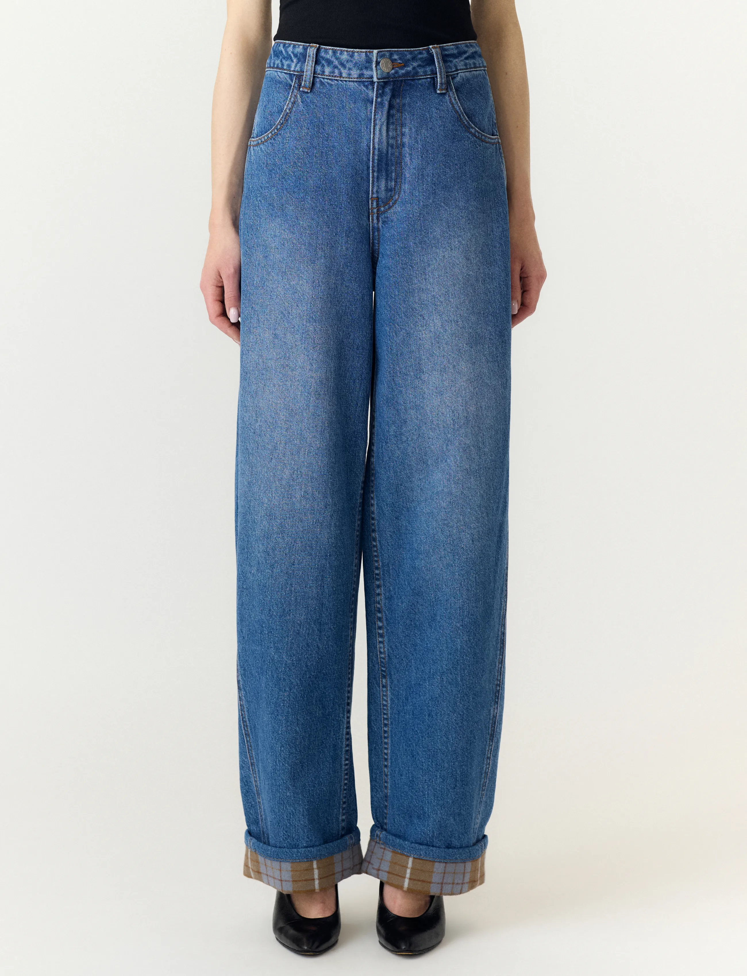 YAS YASLUA HW FOLD UP BARREL JEANS S. - D2D - Kollektioner - MEDIUM BLUE DENIM / blue
