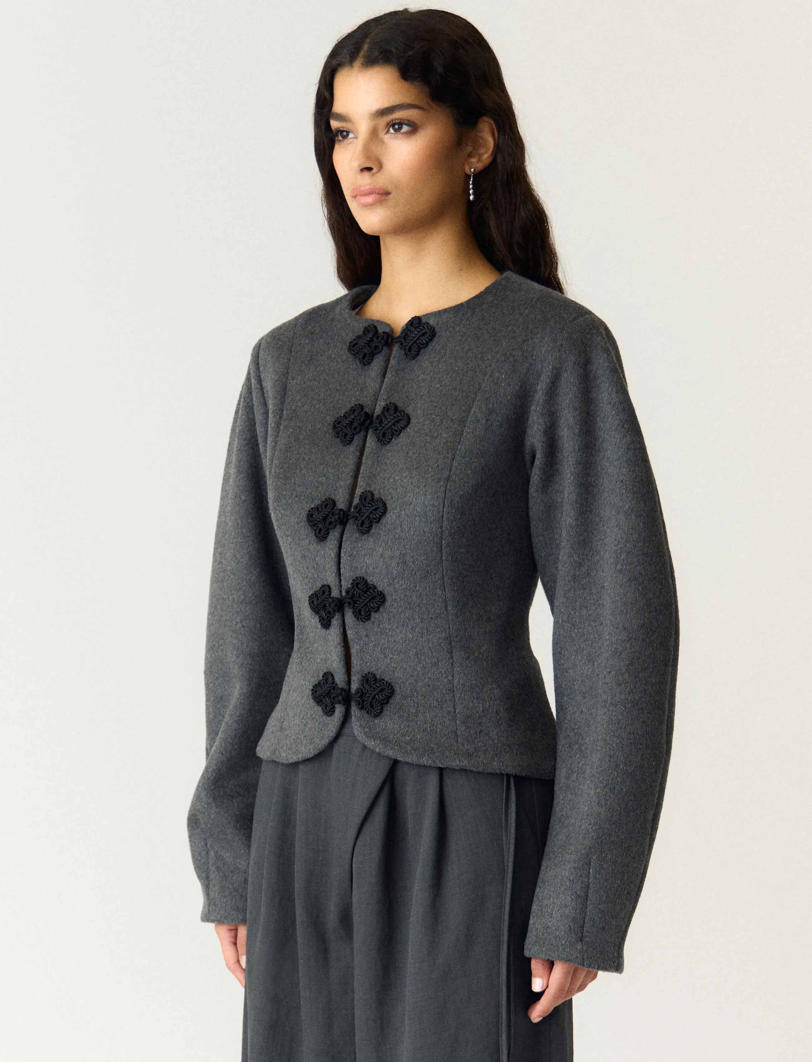 YAS Yasnapo Ls Wool Jacket - Story, 42, Grey, Blazere > Enkeltradede Blazere, Dame