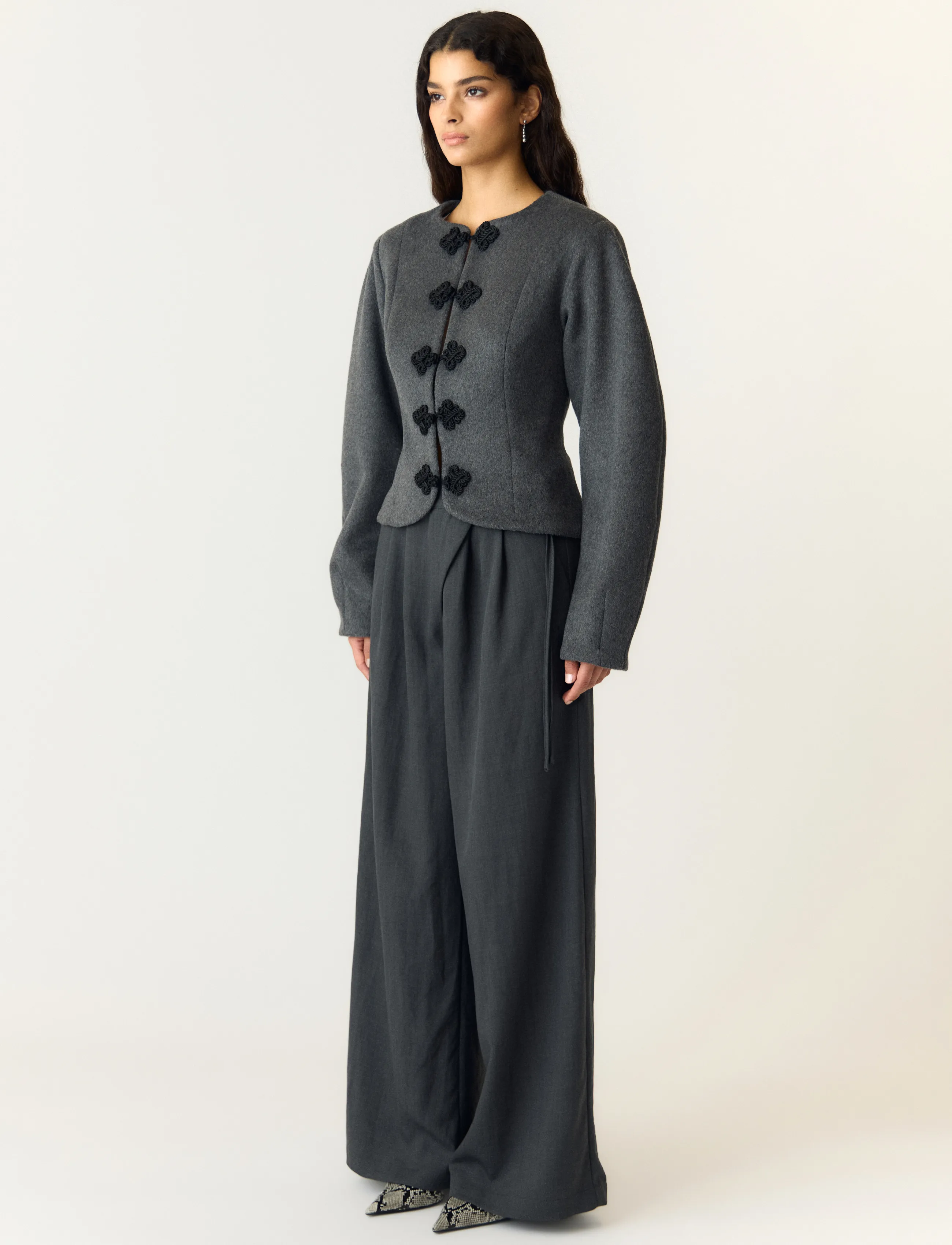 YAS - YASNAPO LS WOOL JACKET - STORY - enkelknäppta kavajer - dark grey melange - 3