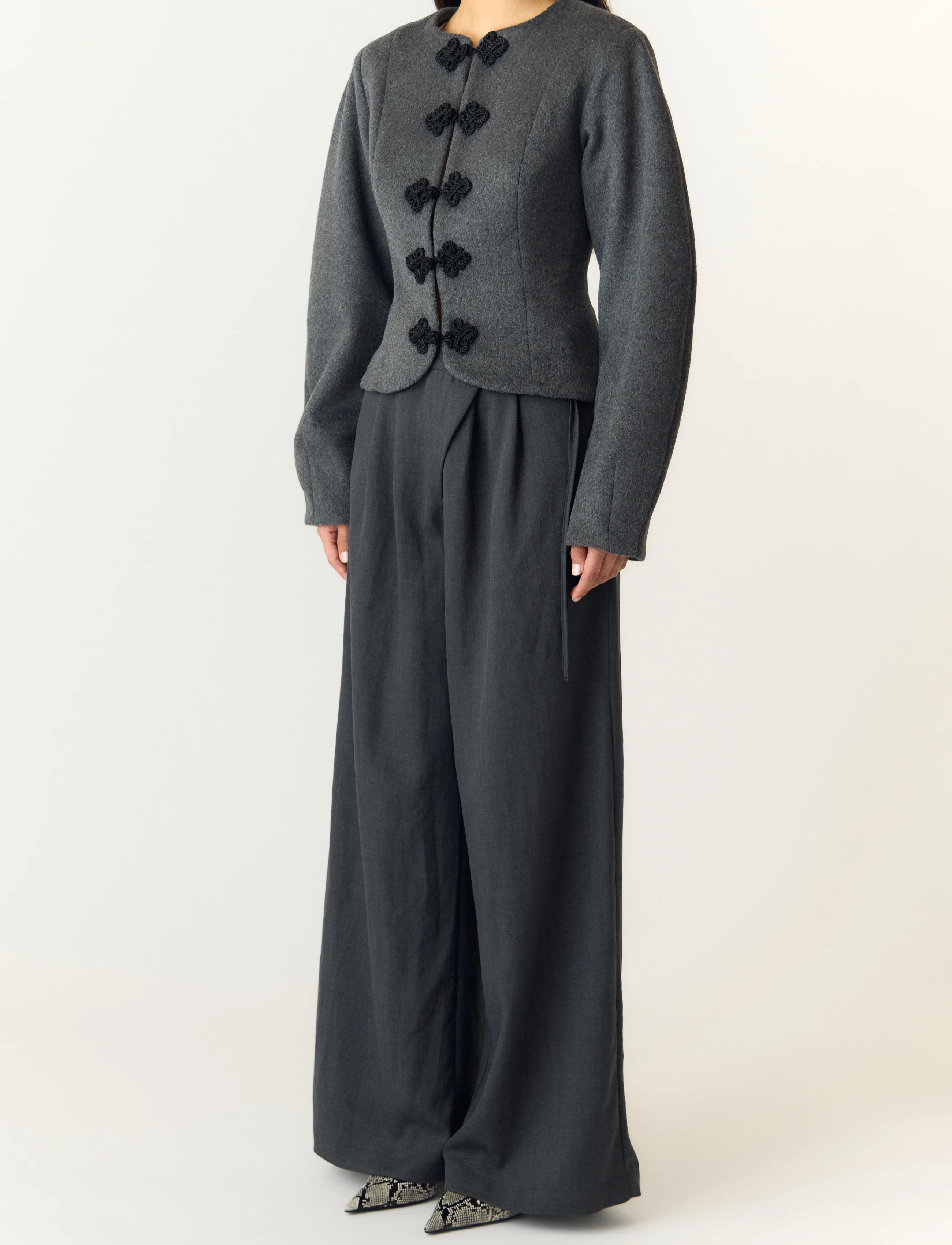 YAS - YASNAPO LS WOOL JACKET - STORY - enkelknäppta kavajer - dark grey melange - 4