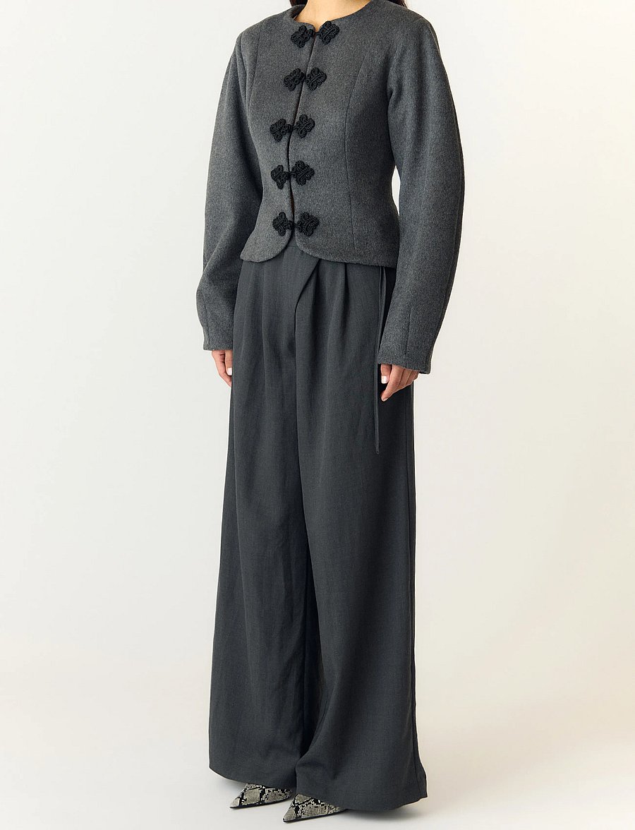YAS - YASNAPO LS WOOL JACKET - STORY - enkelknäppta kavajer - dark grey melange - 4
