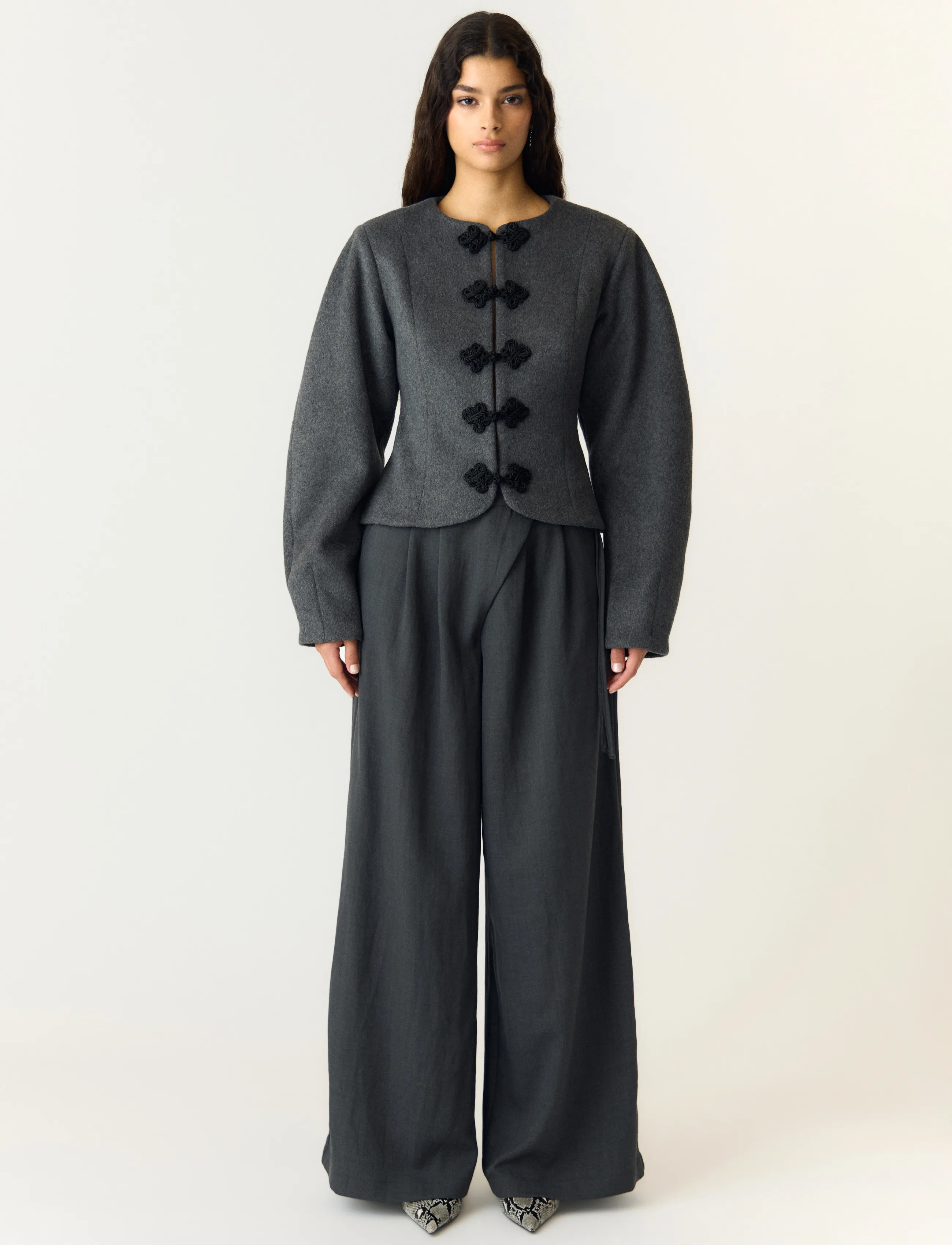 YAS - YASNAPO LS WOOL JACKET - STORY - enkelknäppta kavajer - dark grey melange - 5