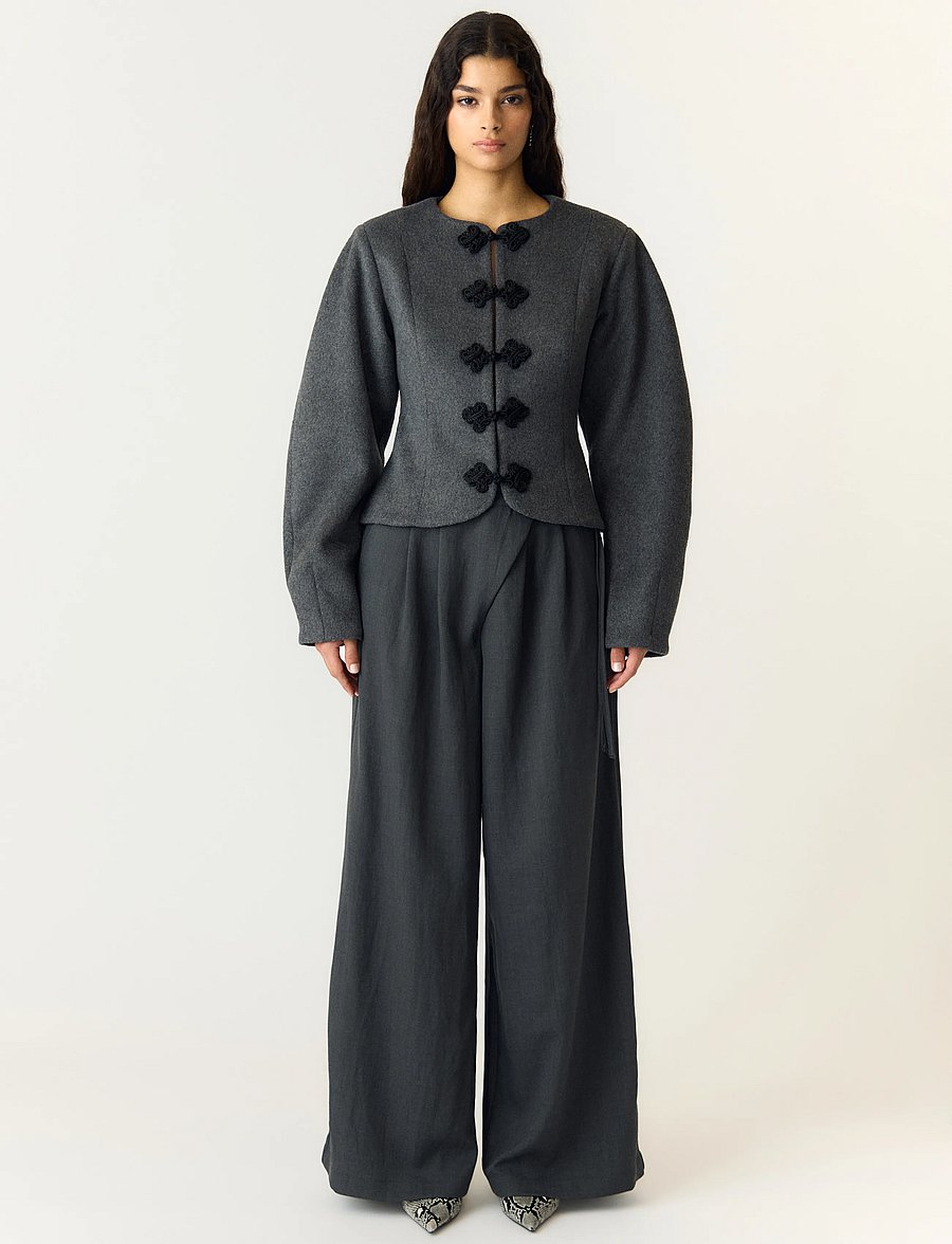 YAS - YASNAPO LS WOOL JACKET - STORY - enkelknäppta kavajer - dark grey melange - 5