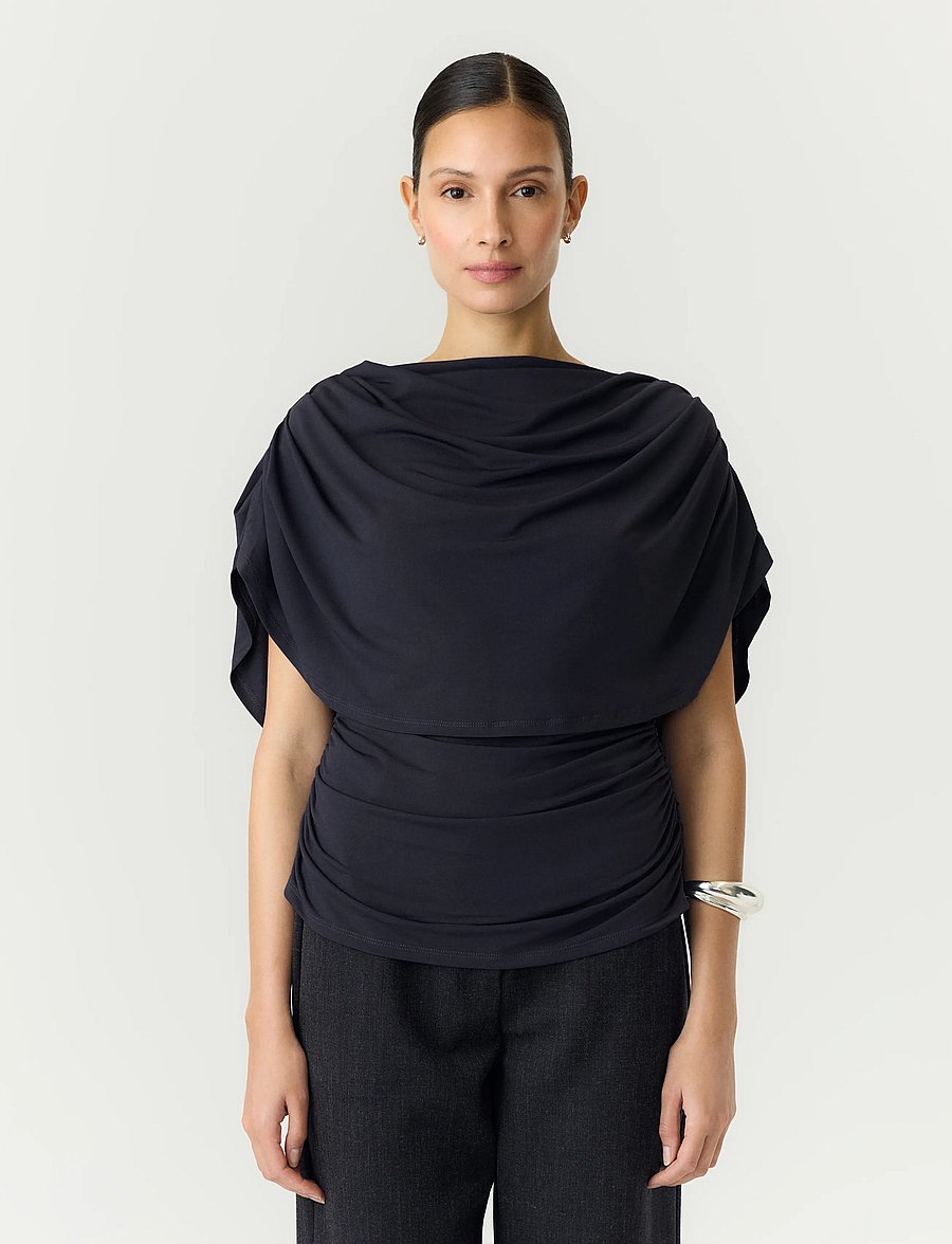 YAS - YASDRALA CAPE TOP - STORY - kortärmade blusar - asphalt - 0