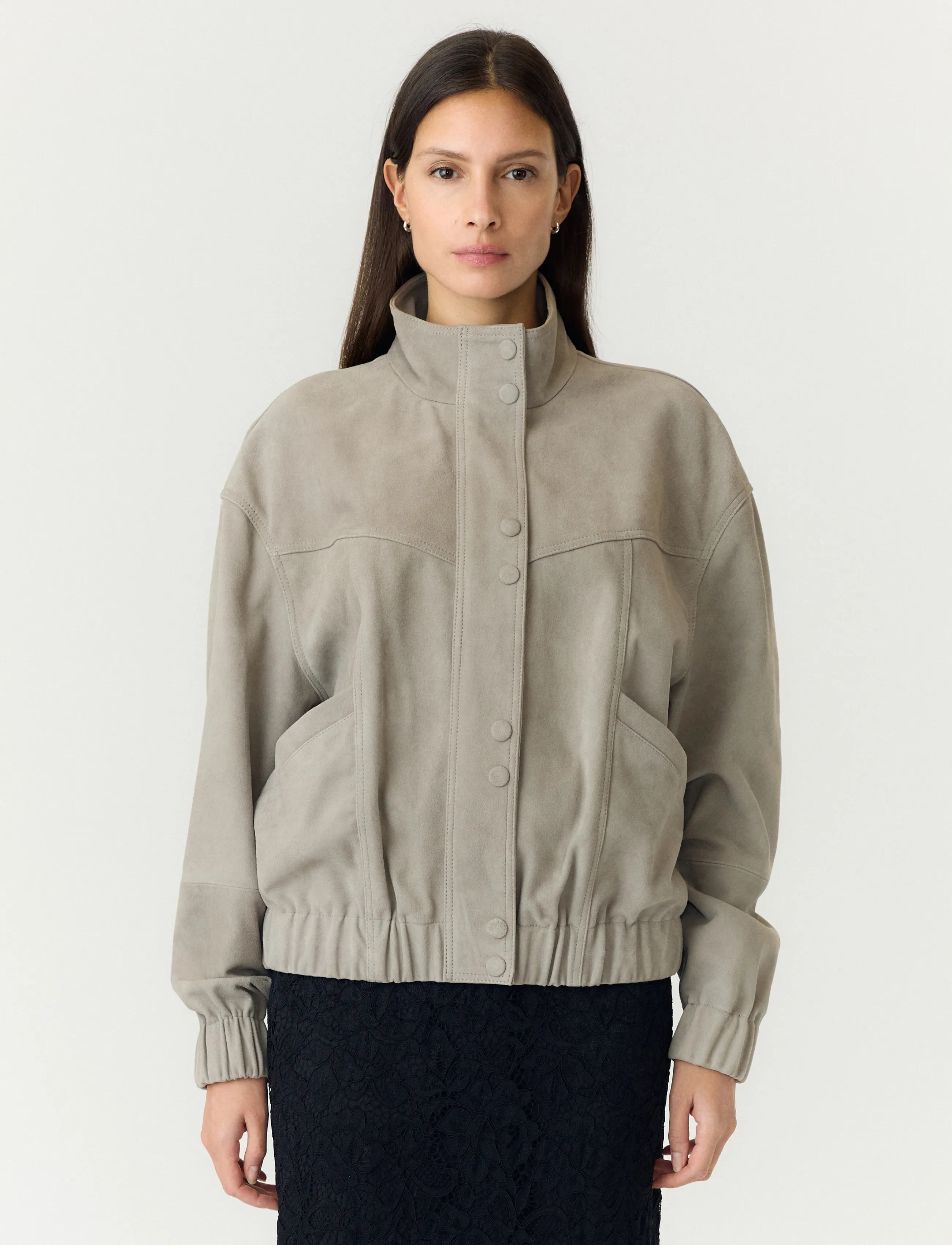 YAS YASORA LS SUEDE LEATHER JACKET - STORY - Tänavastiil - PALOMA / grey