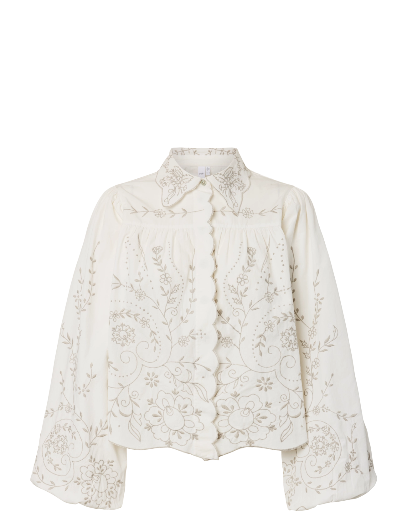 YAS YASGREYA LS EMBROIDERED SHIRT - STORY - Pluusid ja särgid - STAR WHITE / white