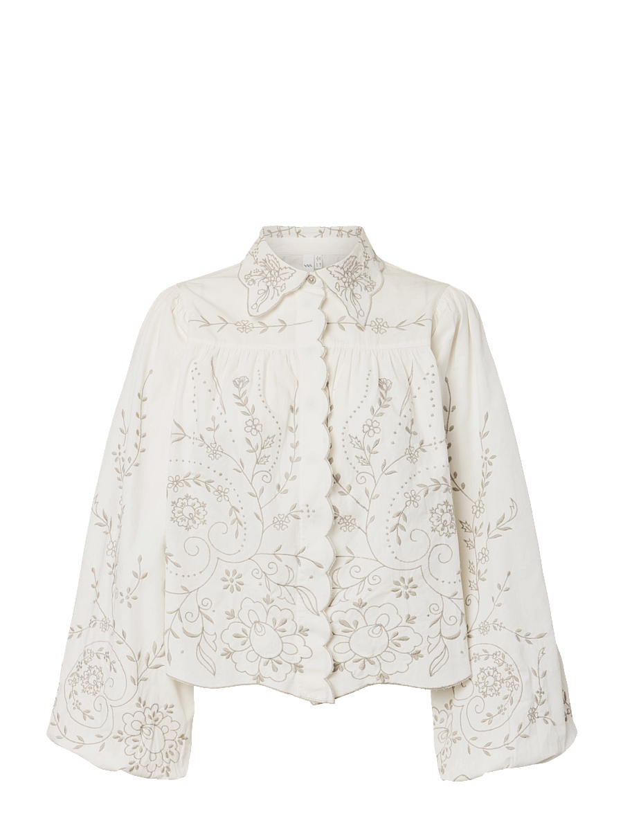 YAS - YASGREYA LS EMBROIDERED SHIRT - STORY - star white - 1